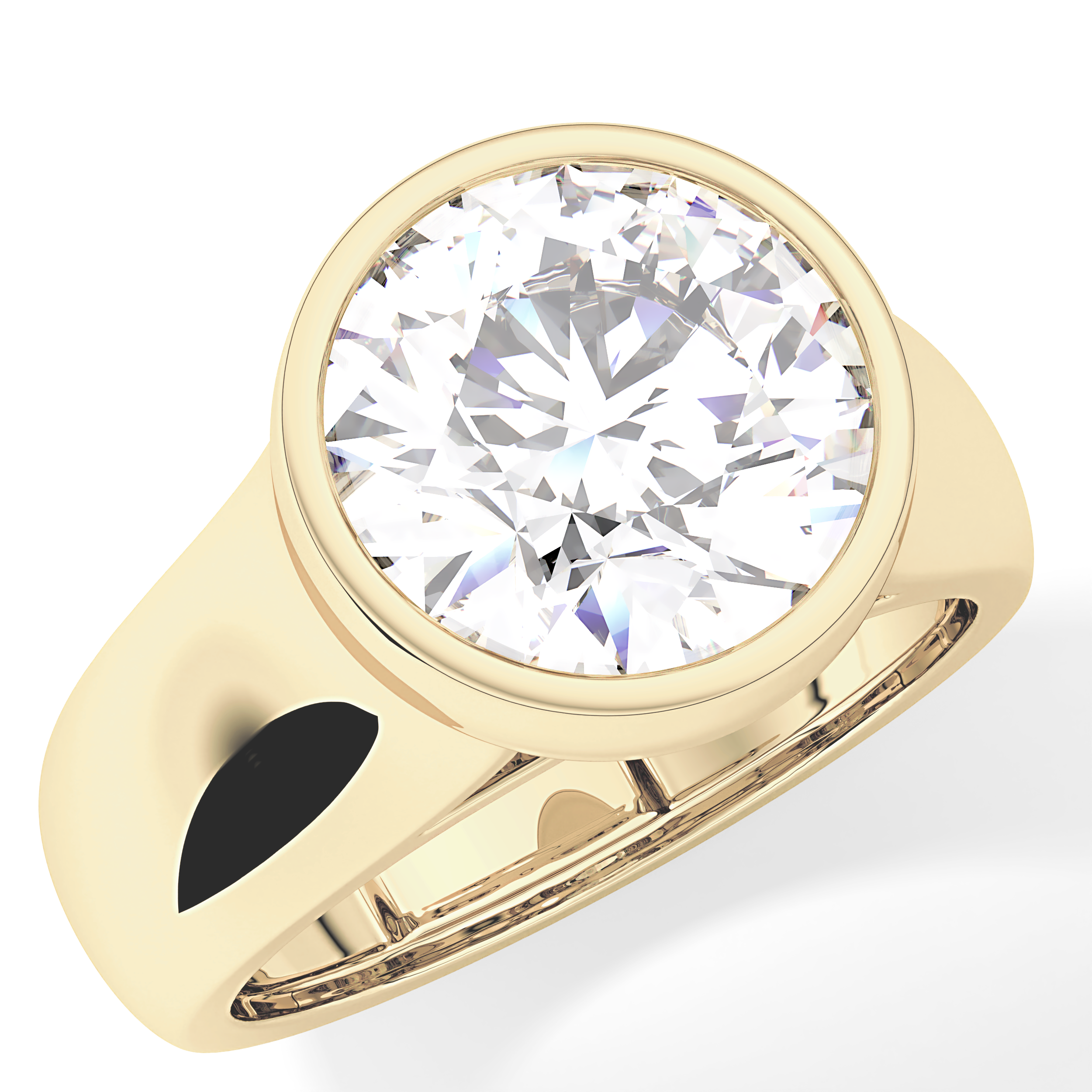 Round Cut 3.6 Carat Moissanite Men's Wedding Band - Bezel Setting in Gold