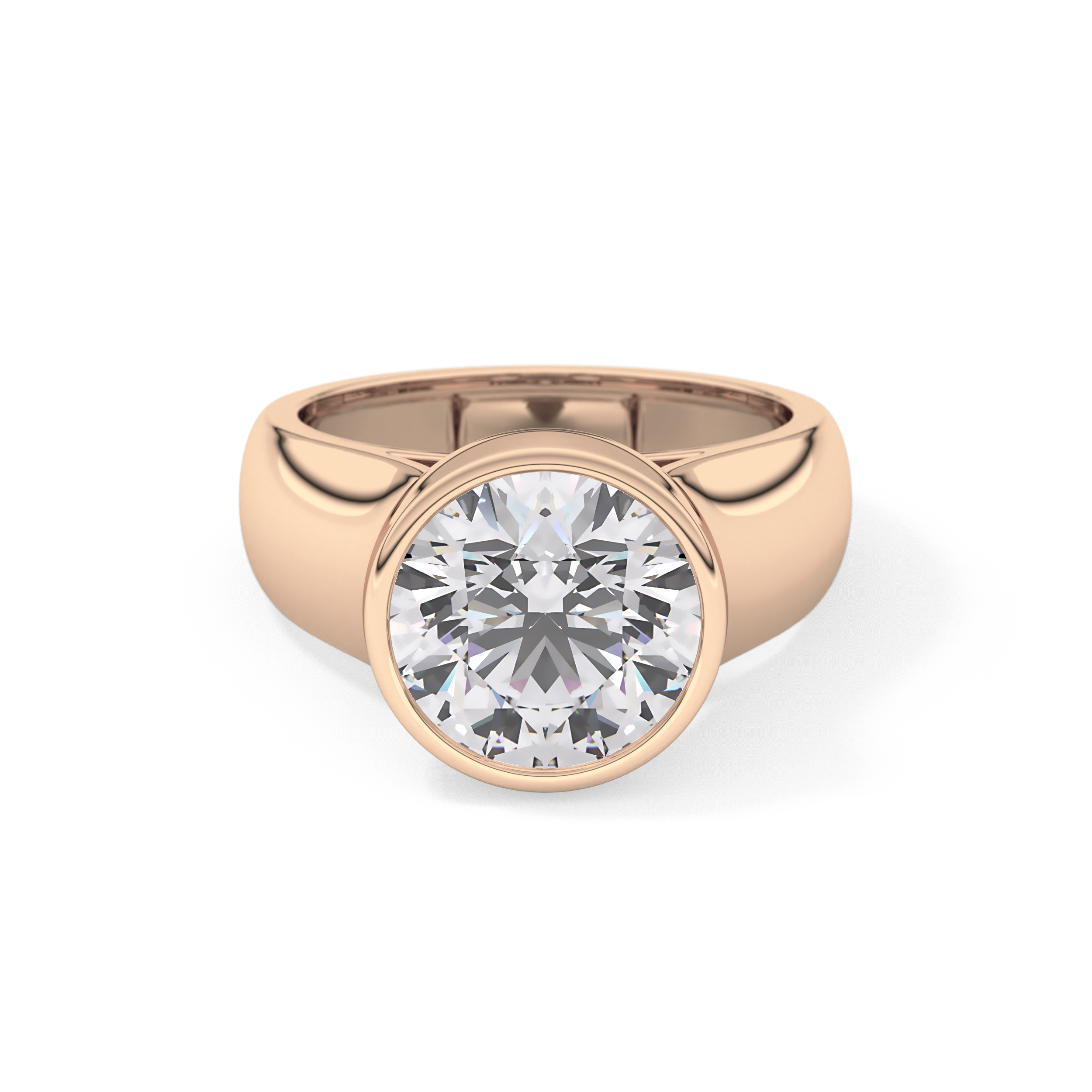 Round Cut 3.6 Carat Moissanite Men's Wedding Band - Bezel Setting in Gold