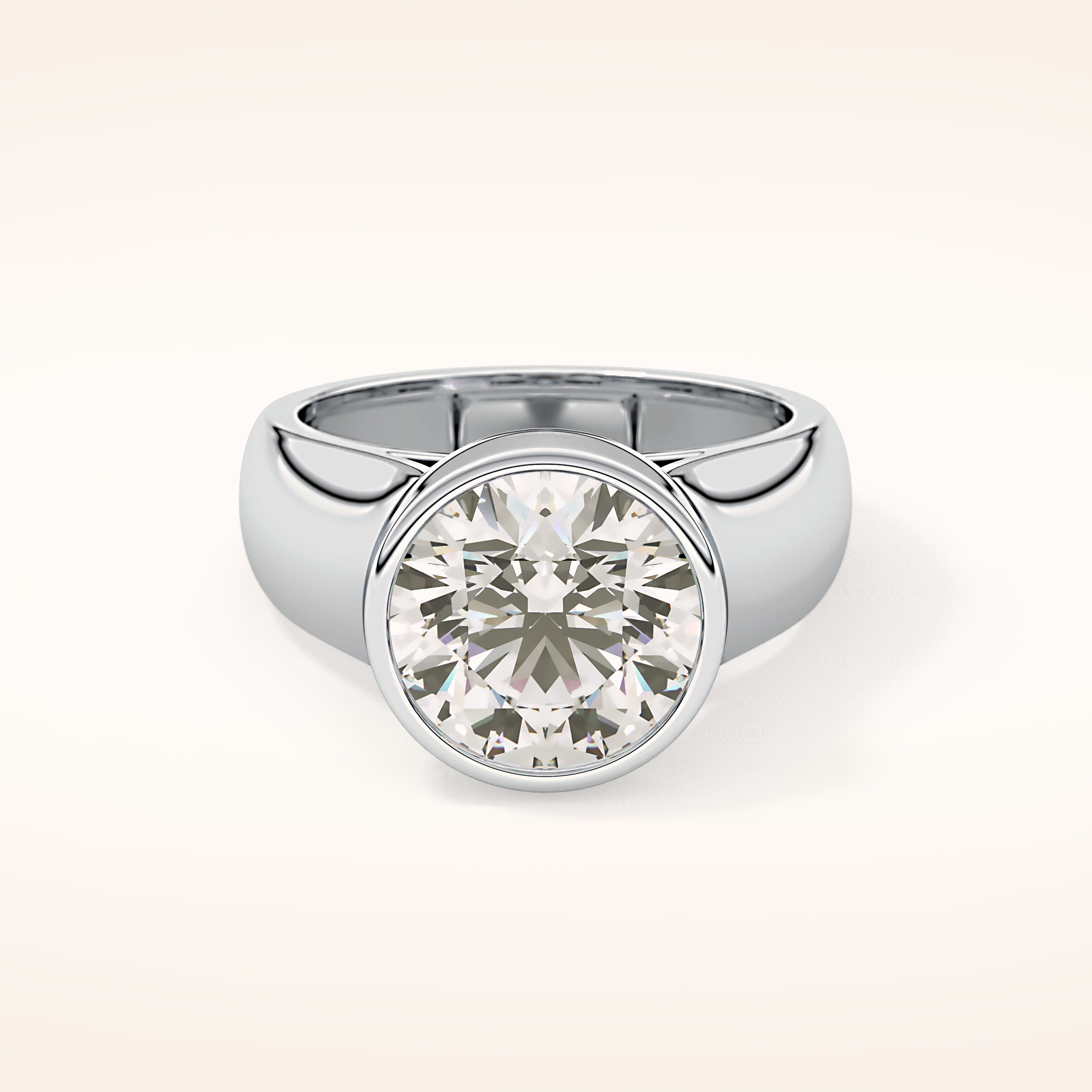 3.6 CT Round Shaped Solitaire Bezel Moissanite Engagement Ring