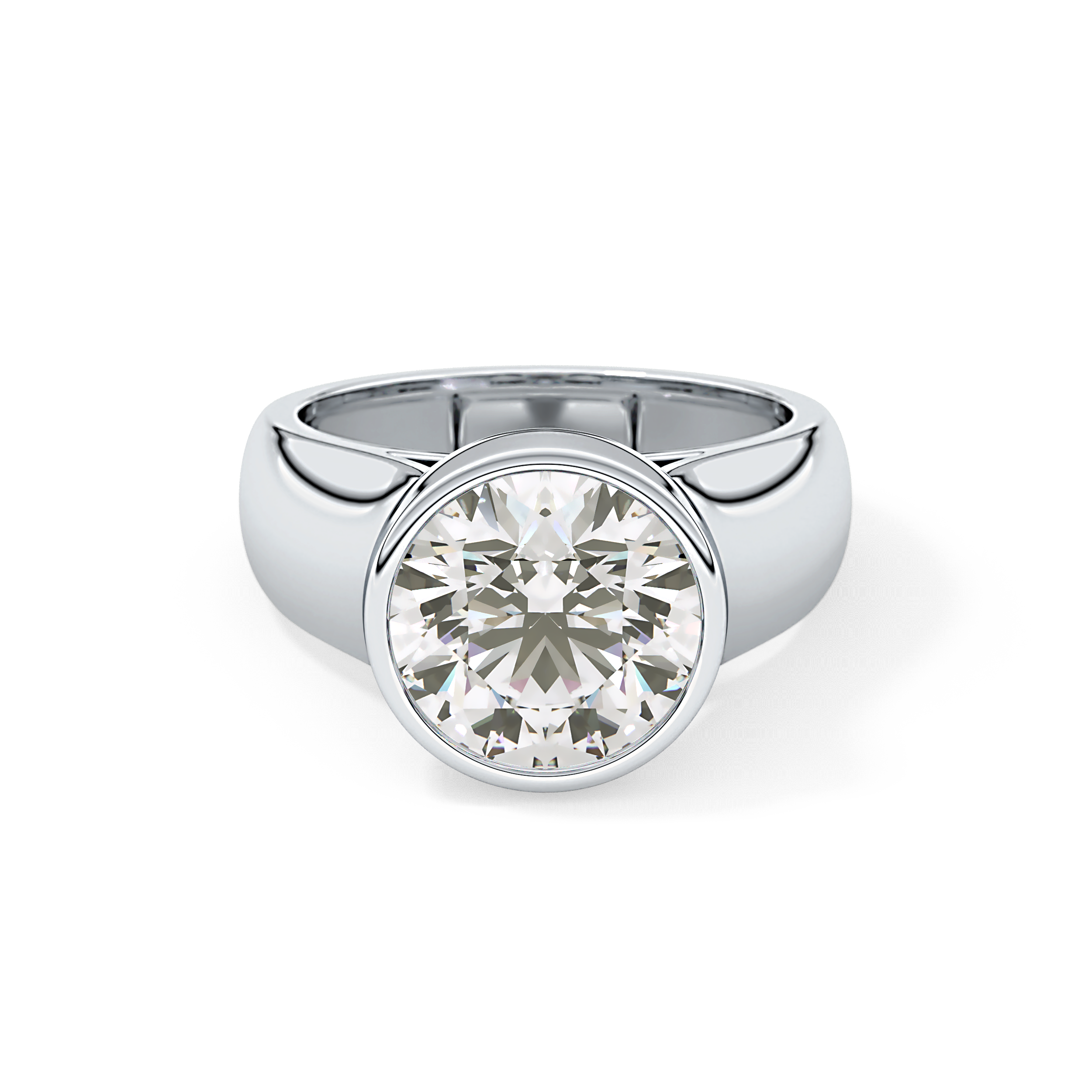 Round Cut 3.6 Carat Moissanite Men's Wedding Band - Bezel Setting in Gold