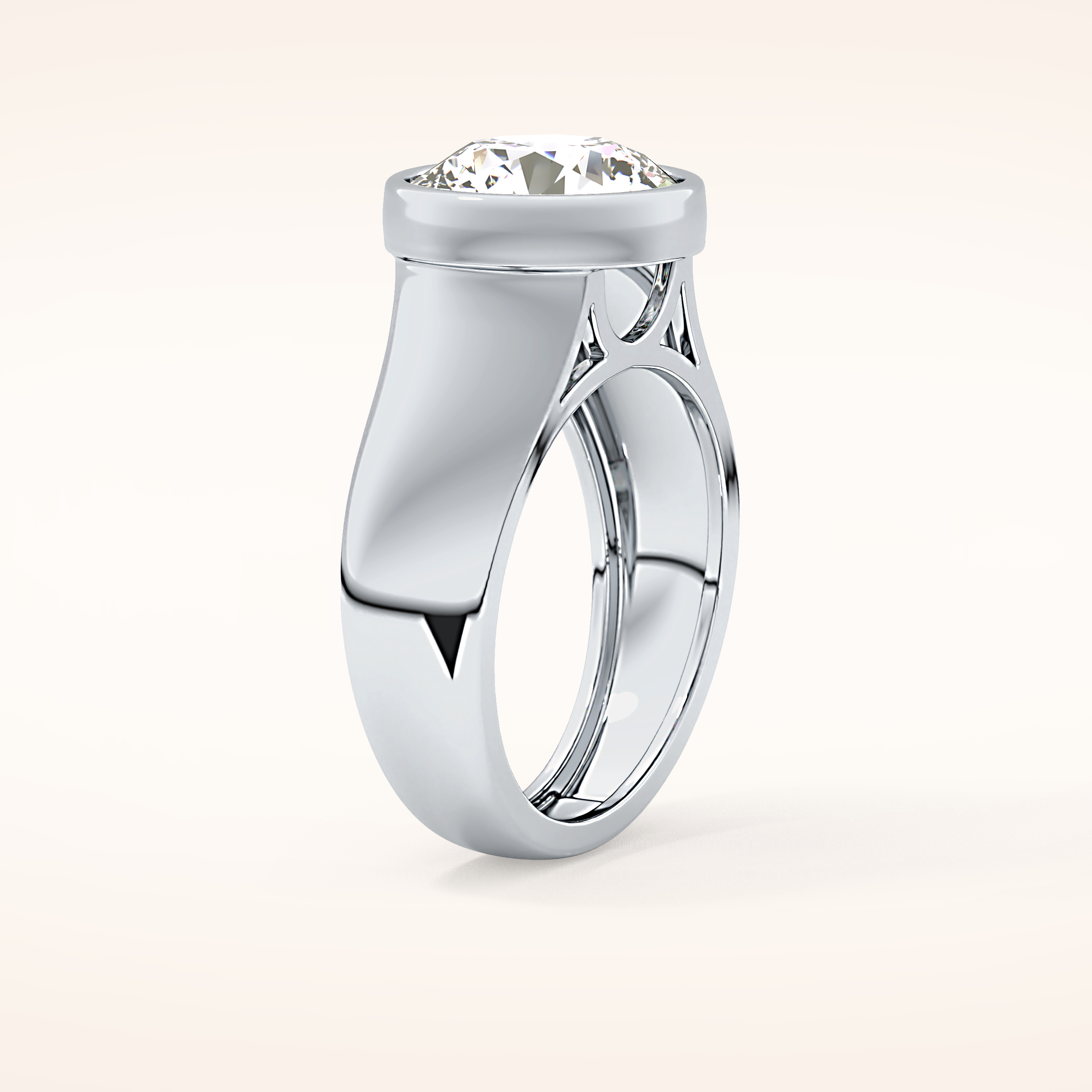 3.6 CT Round Shaped Solitaire Bezel Moissanite Engagement Ring
