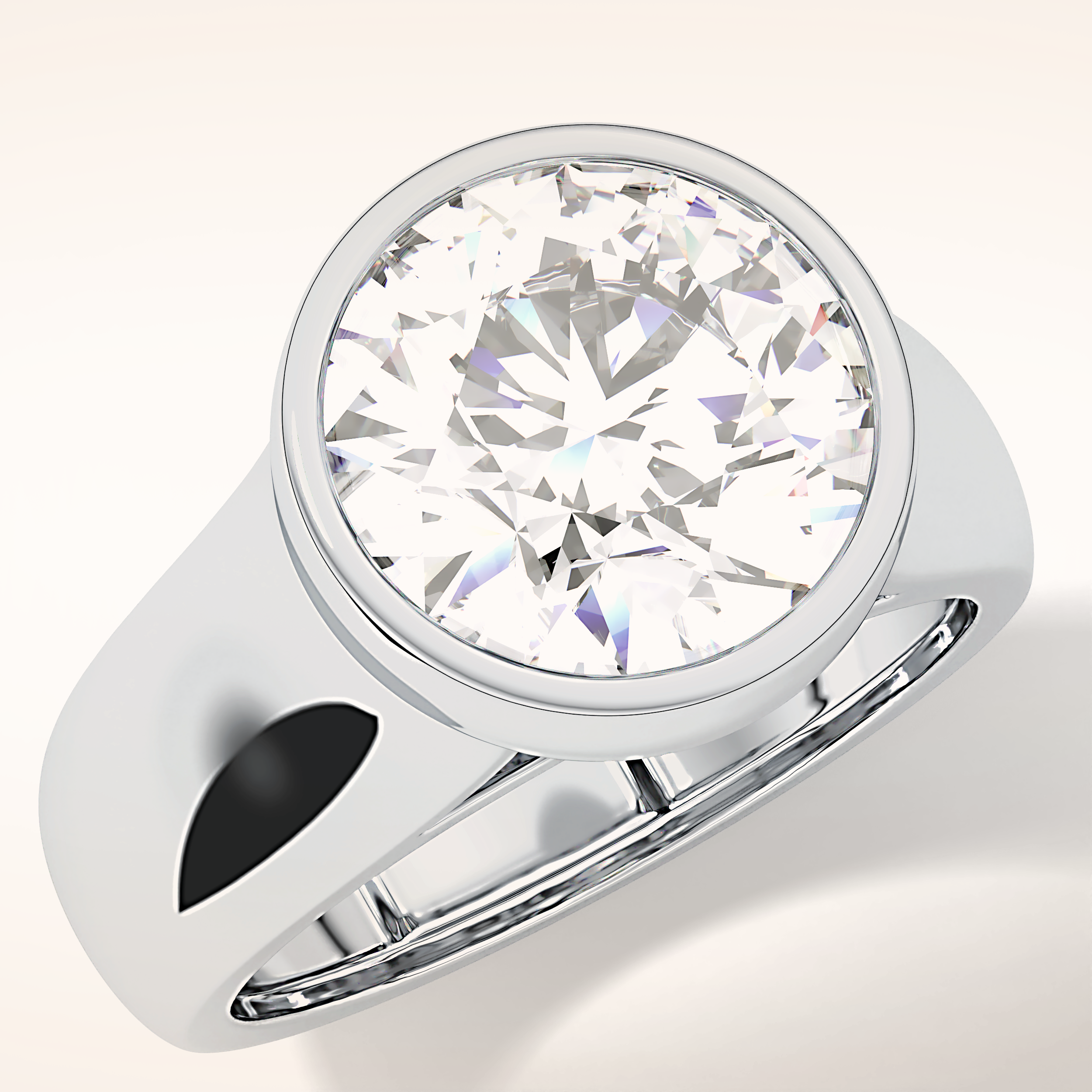 3.6 CT Round Shaped Solitaire Bezel Moissanite Engagement Ring