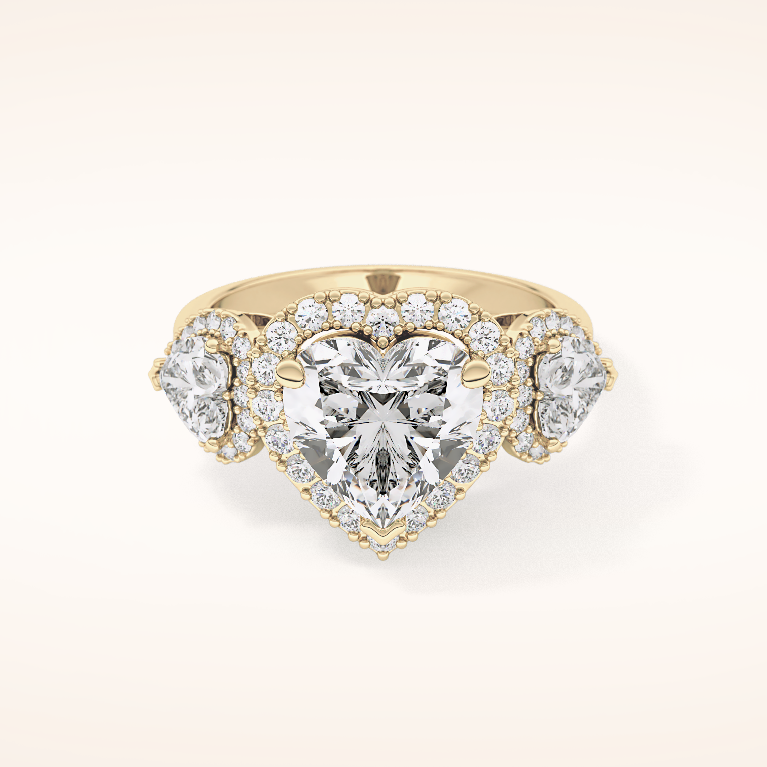 2.58 CT Heart Shaped Cluster Moissanite Engagement Ring