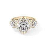 Heart Three Stone & Halo Lab Grown Diamond Engagement Ring