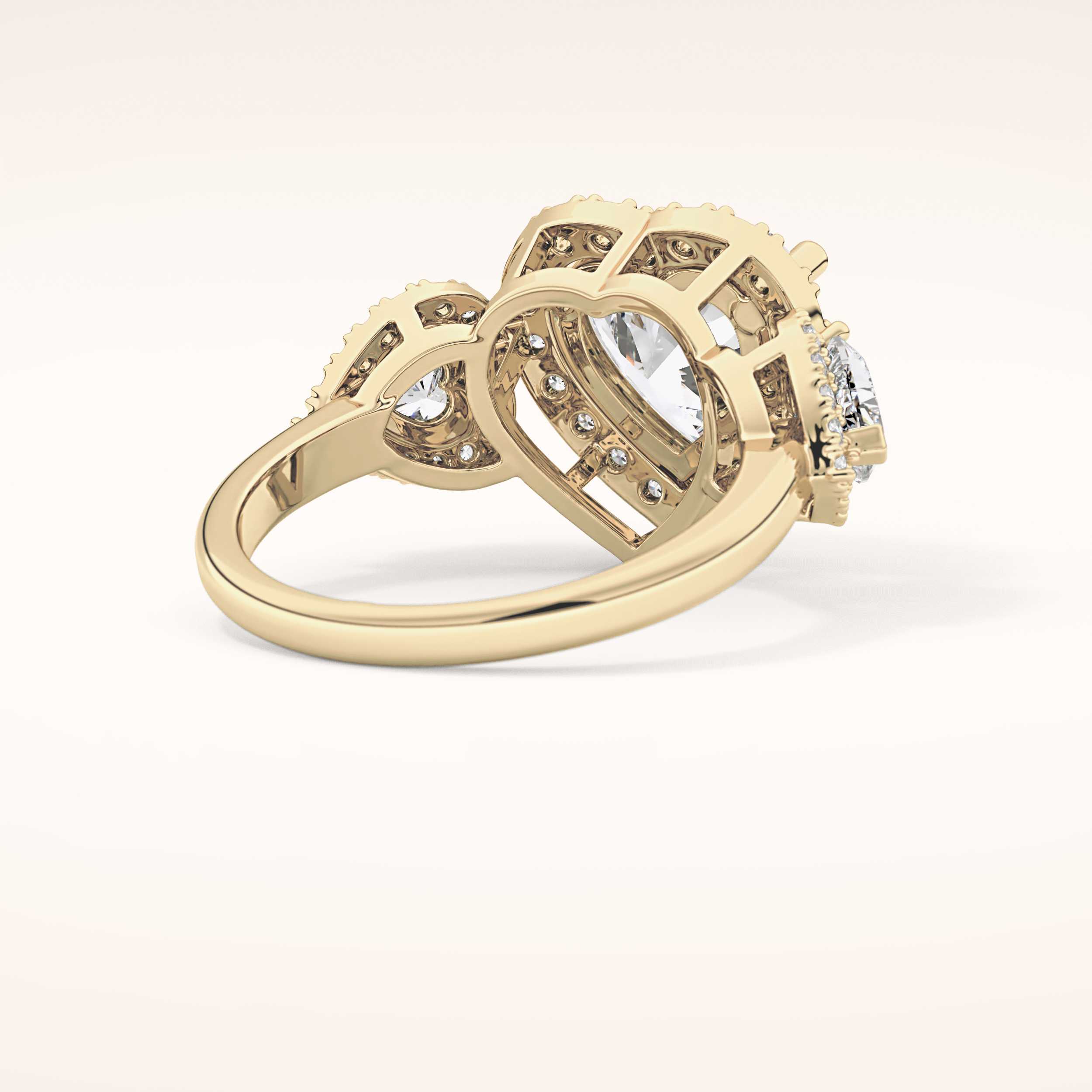 2.58 CT Heart Shaped Cluster Moissanite Engagement Ring