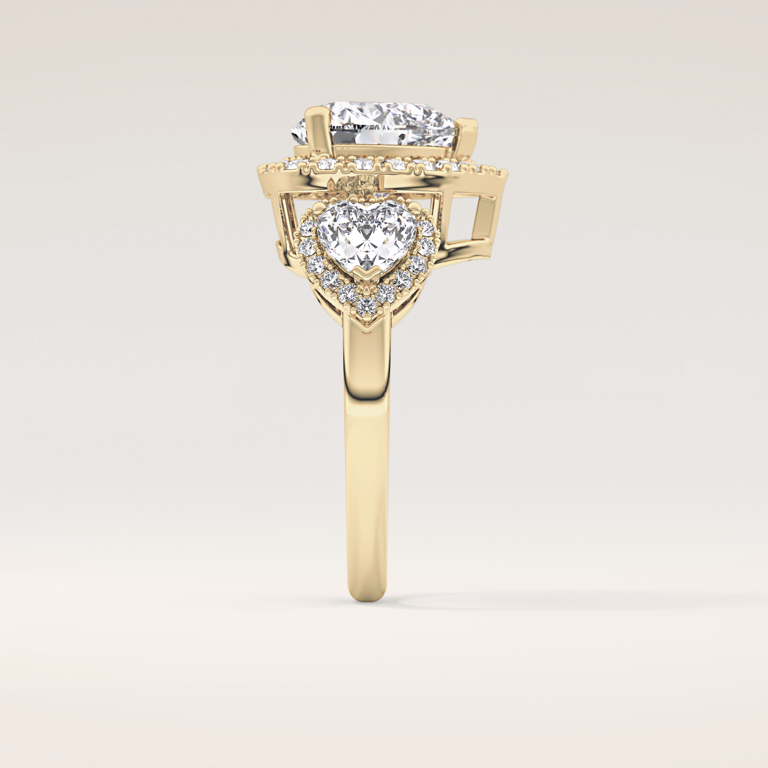 2.58 CT Heart Shaped Cluster Moissanite Engagement Ring