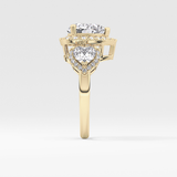 Heart Three Stone & Halo Lab Grown Diamond Engagement Ring