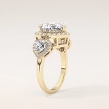 2.58 CT Heart Shaped Cluster Moissanite Engagement Ring