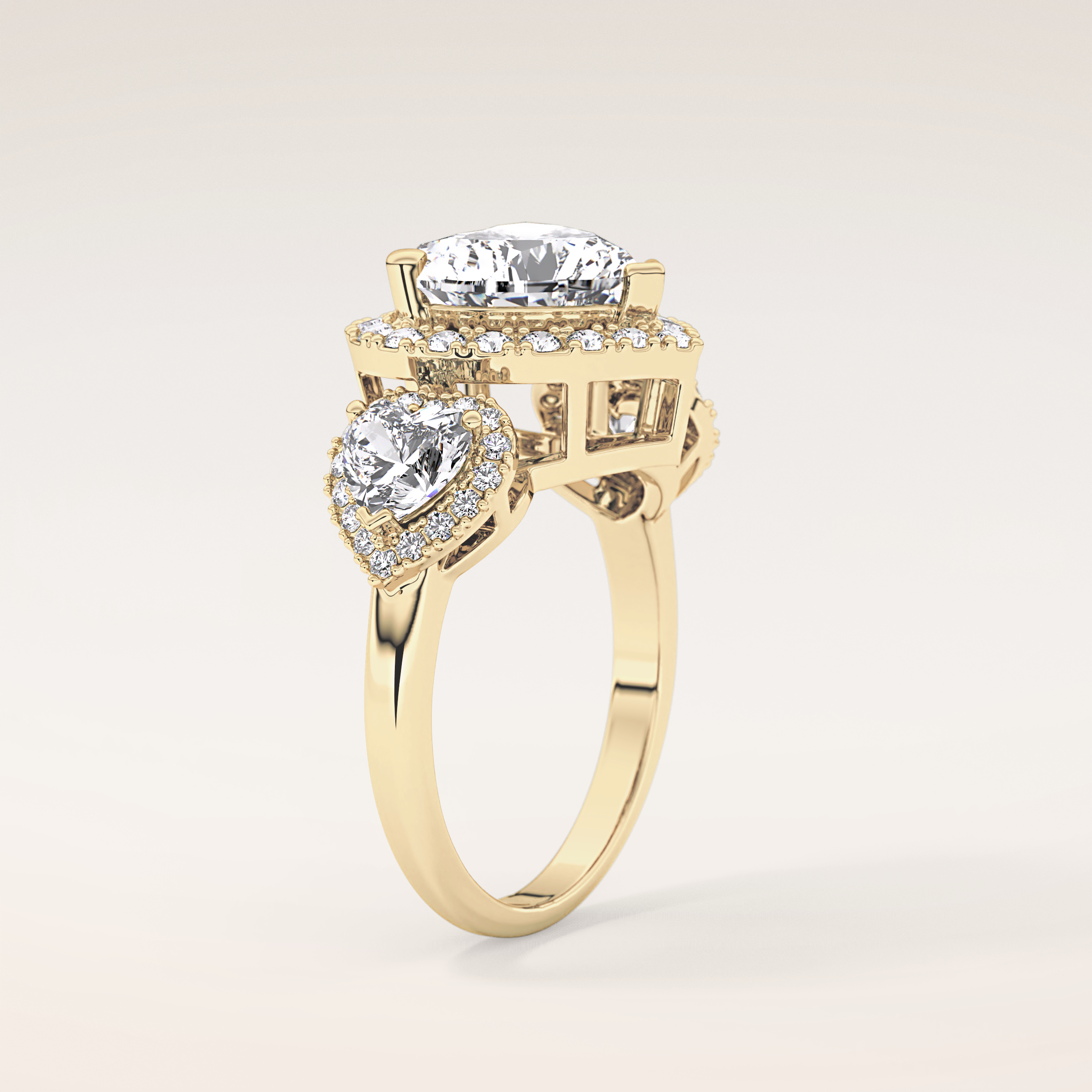 2.58 CT Heart Shaped Cluster Moissanite Engagement Ring