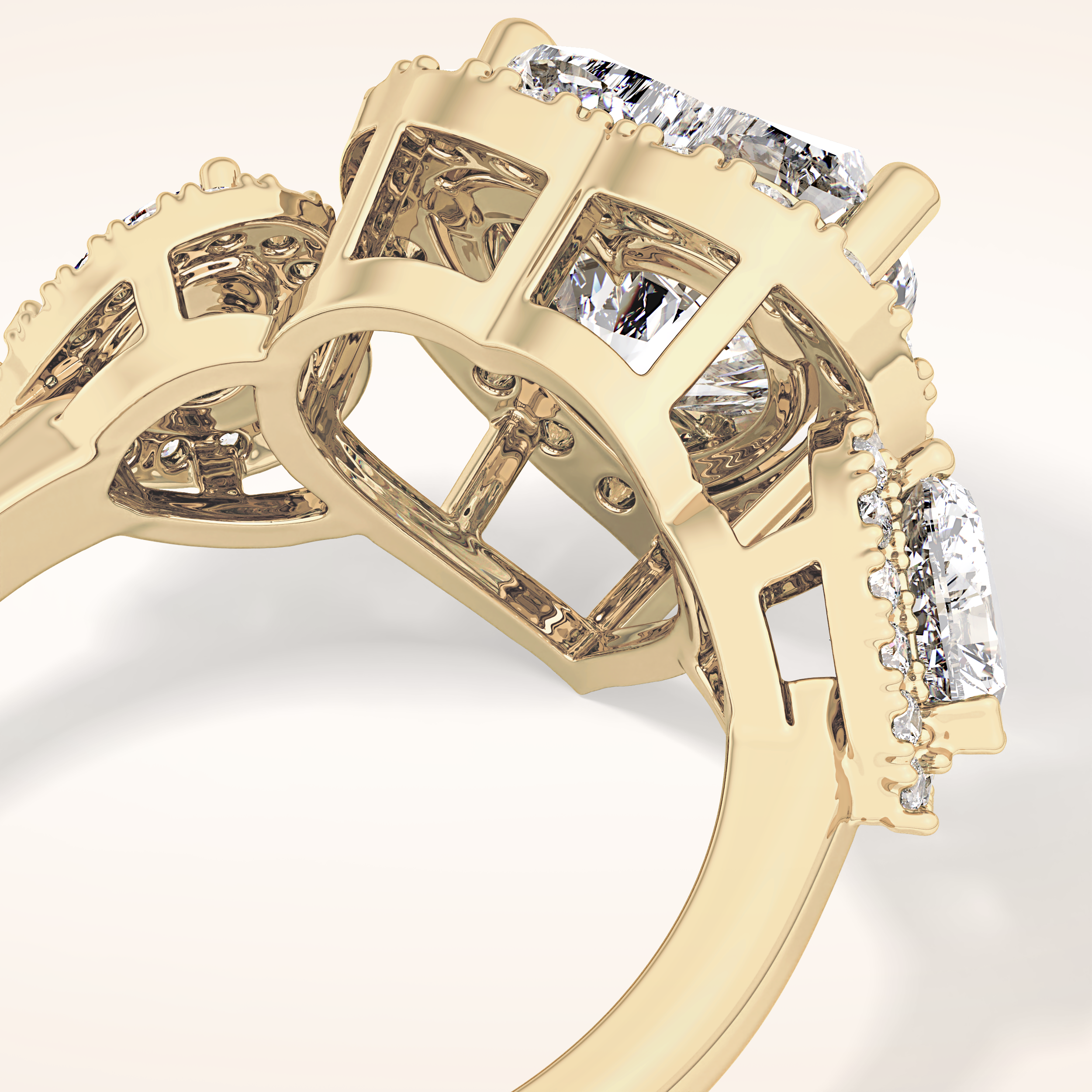 2.58 CT Heart Shaped Cluster Moissanite Engagement Ring
