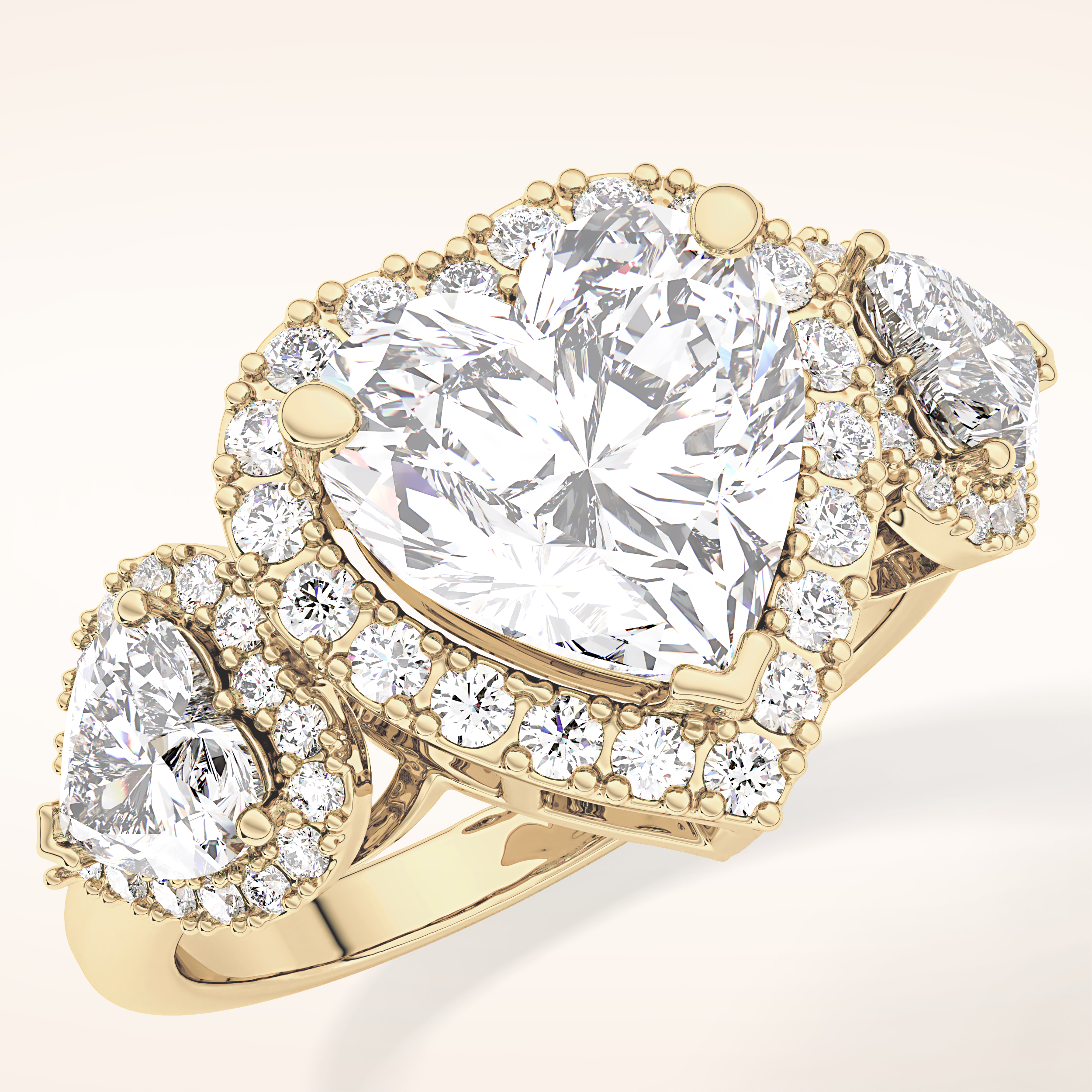 2.58 CT Heart Shaped Cluster Moissanite Engagement Ring