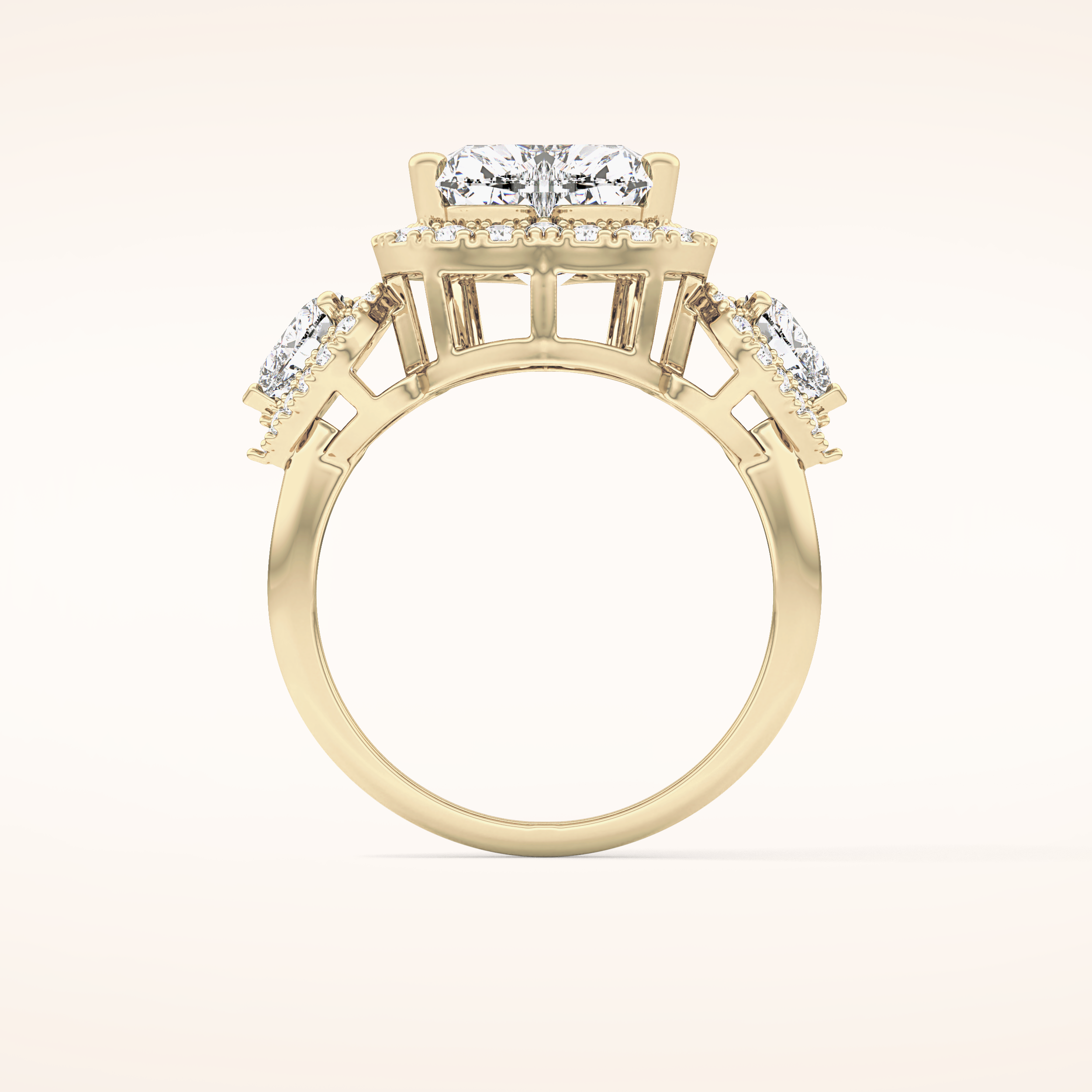 2.58 CT Heart Shaped Cluster Moissanite Engagement Ring