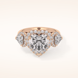 2.58 CT Heart Shaped Cluster Moissanite Engagement Ring