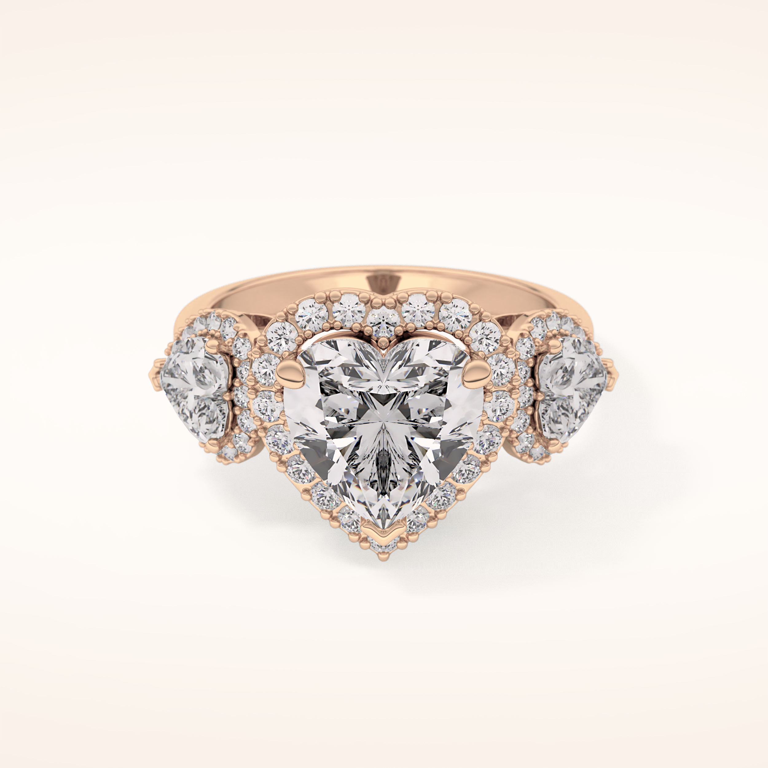 2.58 CT Heart Shaped Cluster Moissanite Engagement Ring