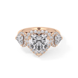 Heart Three Stone & Halo Lab Grown Diamond Engagement Ring