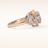2.58 CT Heart Shaped Cluster Moissanite Engagement Ring