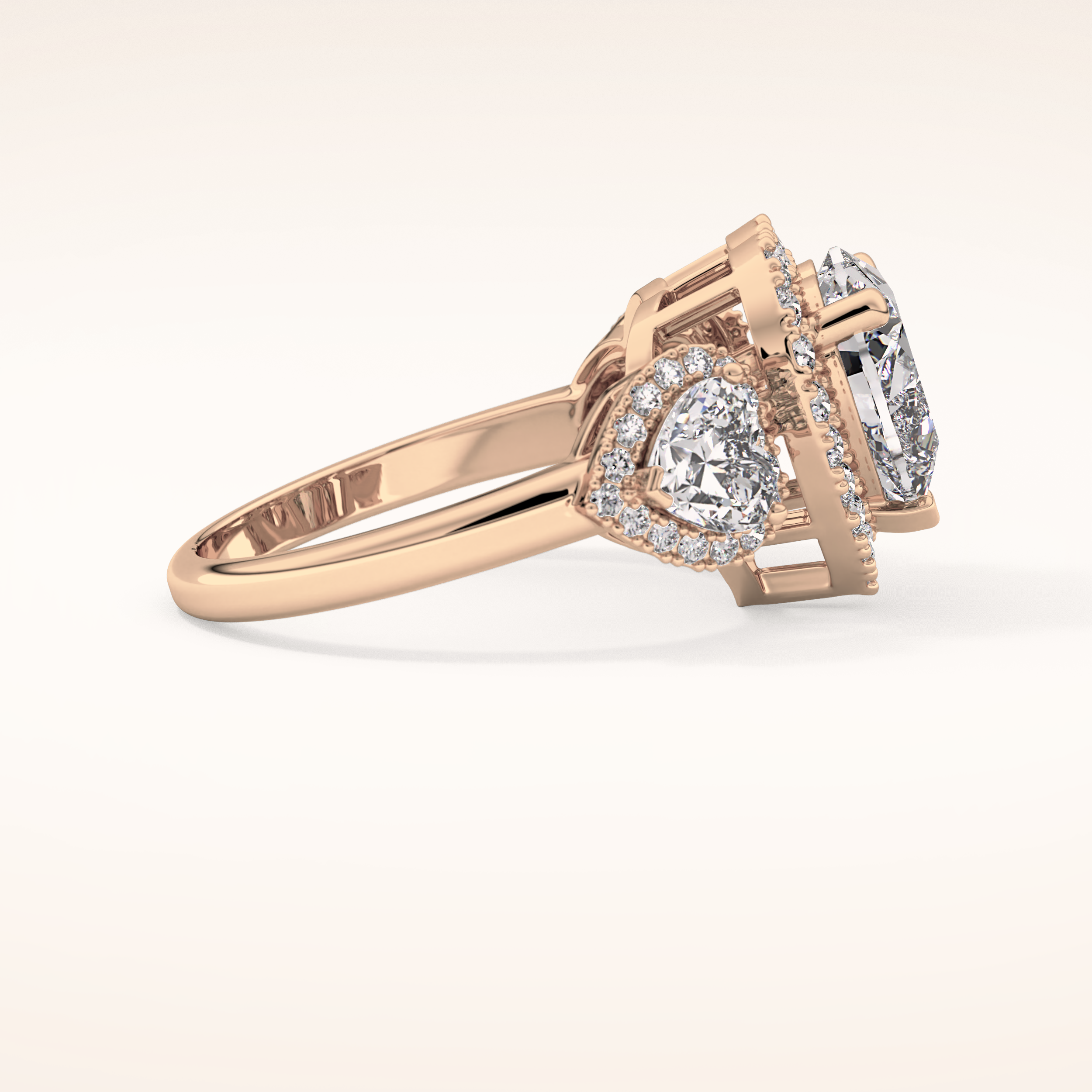 2.58 CT Heart Shaped Cluster Moissanite Engagement Ring