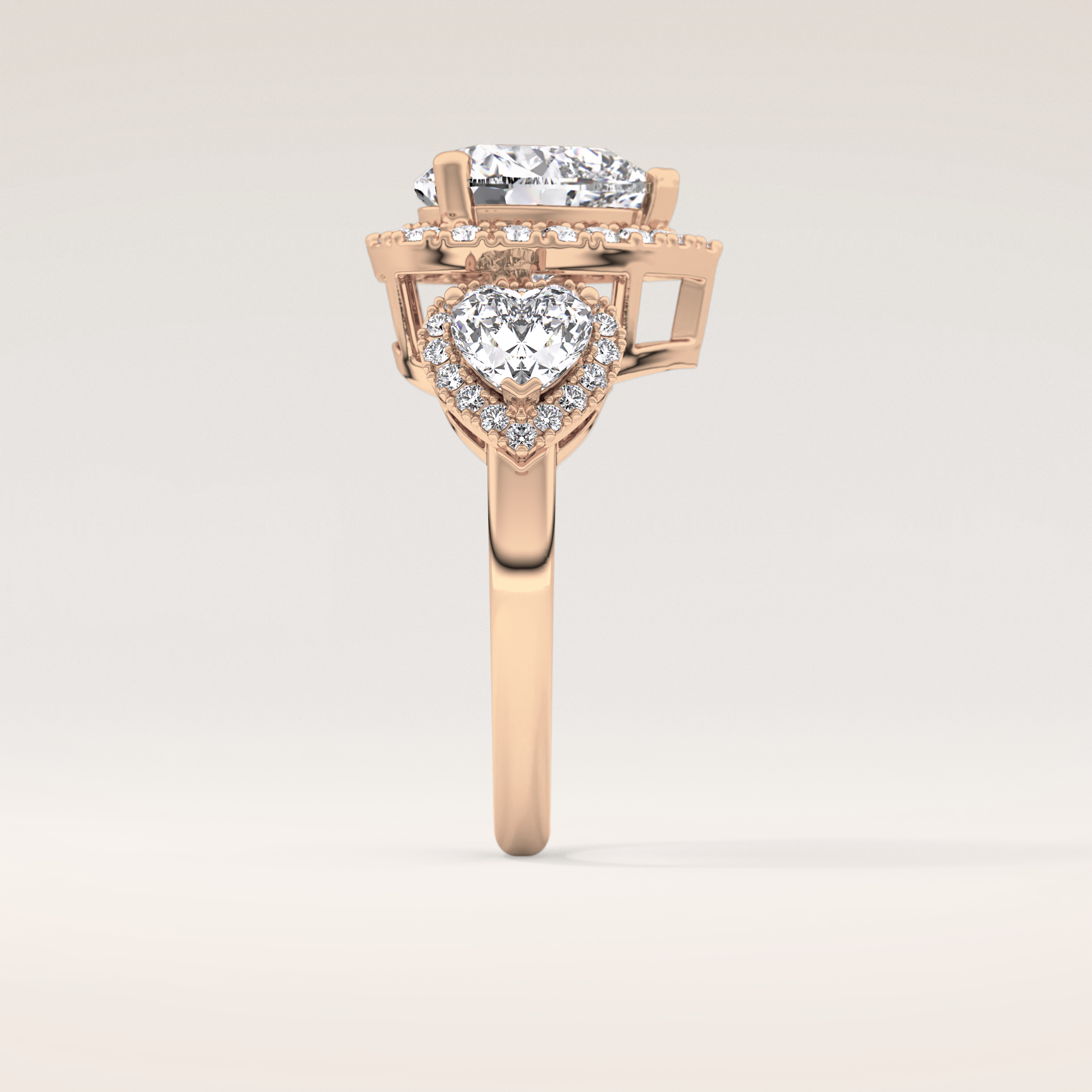 2.58 CT Heart Shaped Cluster Moissanite Engagement Ring