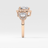 Heart Three Stone & Halo Lab Grown Diamond Engagement Ring