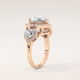 2.58 CT Heart Shaped Cluster Moissanite Engagement Ring