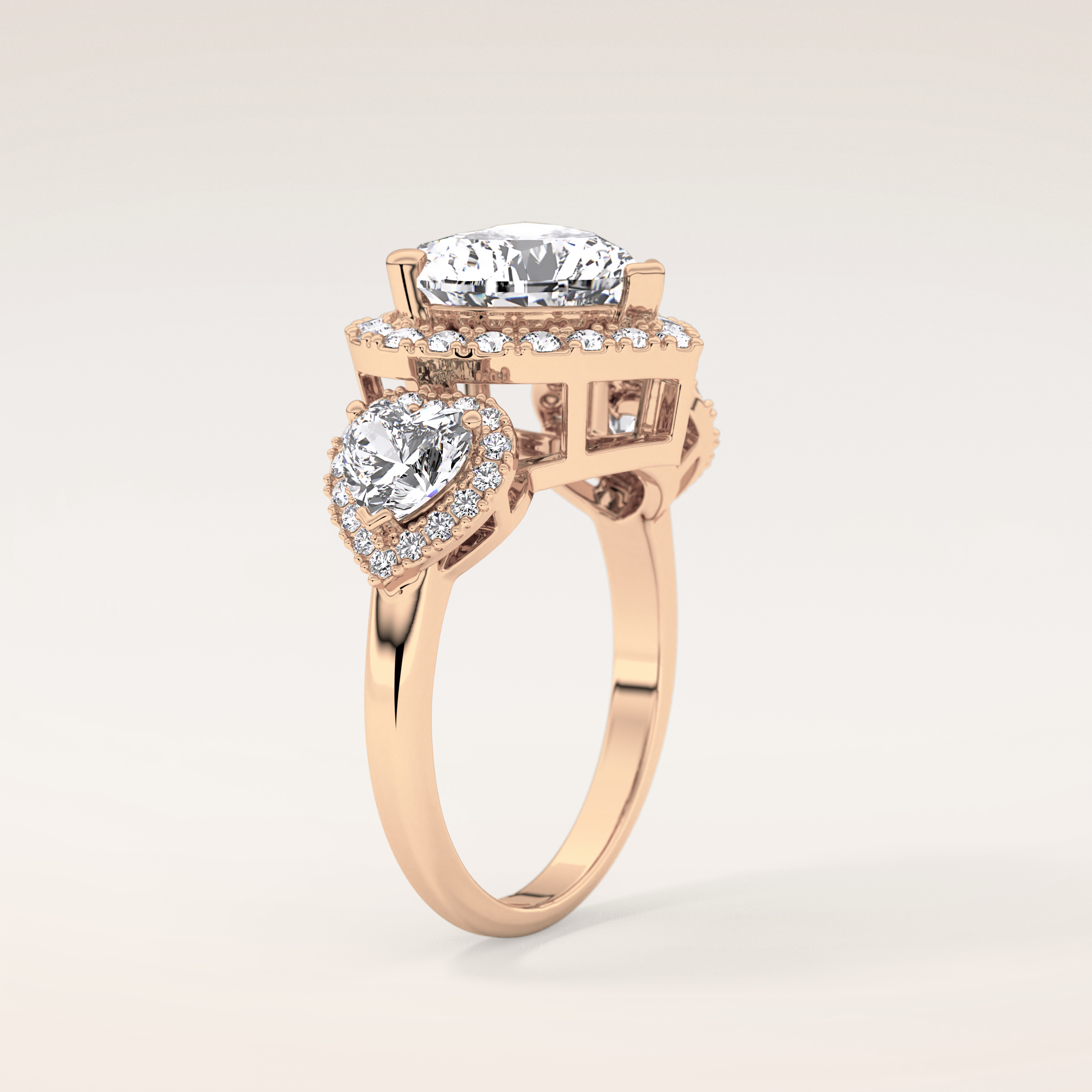 2.58 CT Heart Shaped Cluster Moissanite Engagement Ring