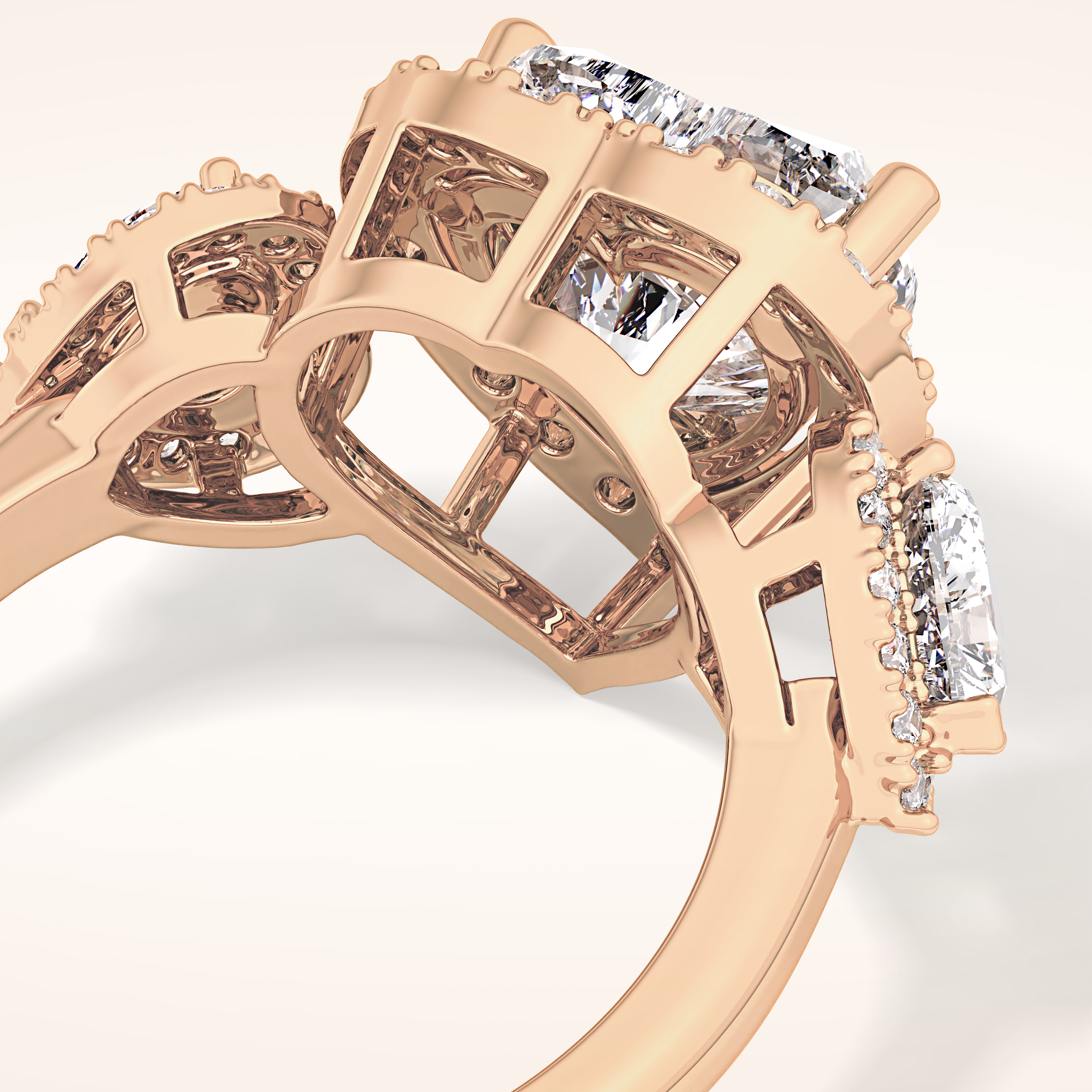 2.58 CT Heart Shaped Cluster Moissanite Engagement Ring