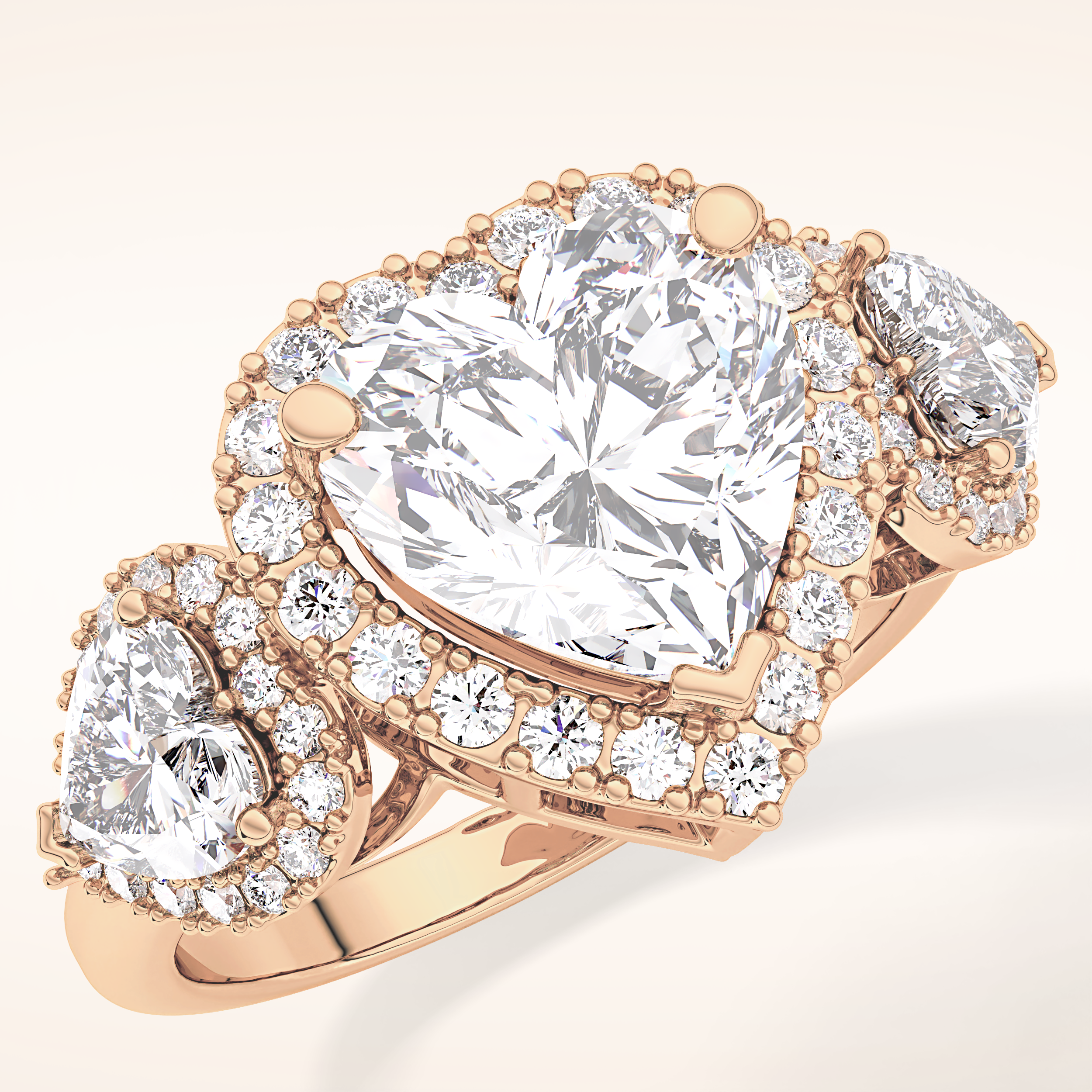 2.58 CT Heart Shaped Cluster Moissanite Engagement Ring
