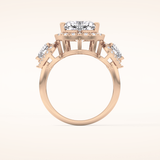 2.58 CT Heart Shaped Cluster Moissanite Engagement Ring