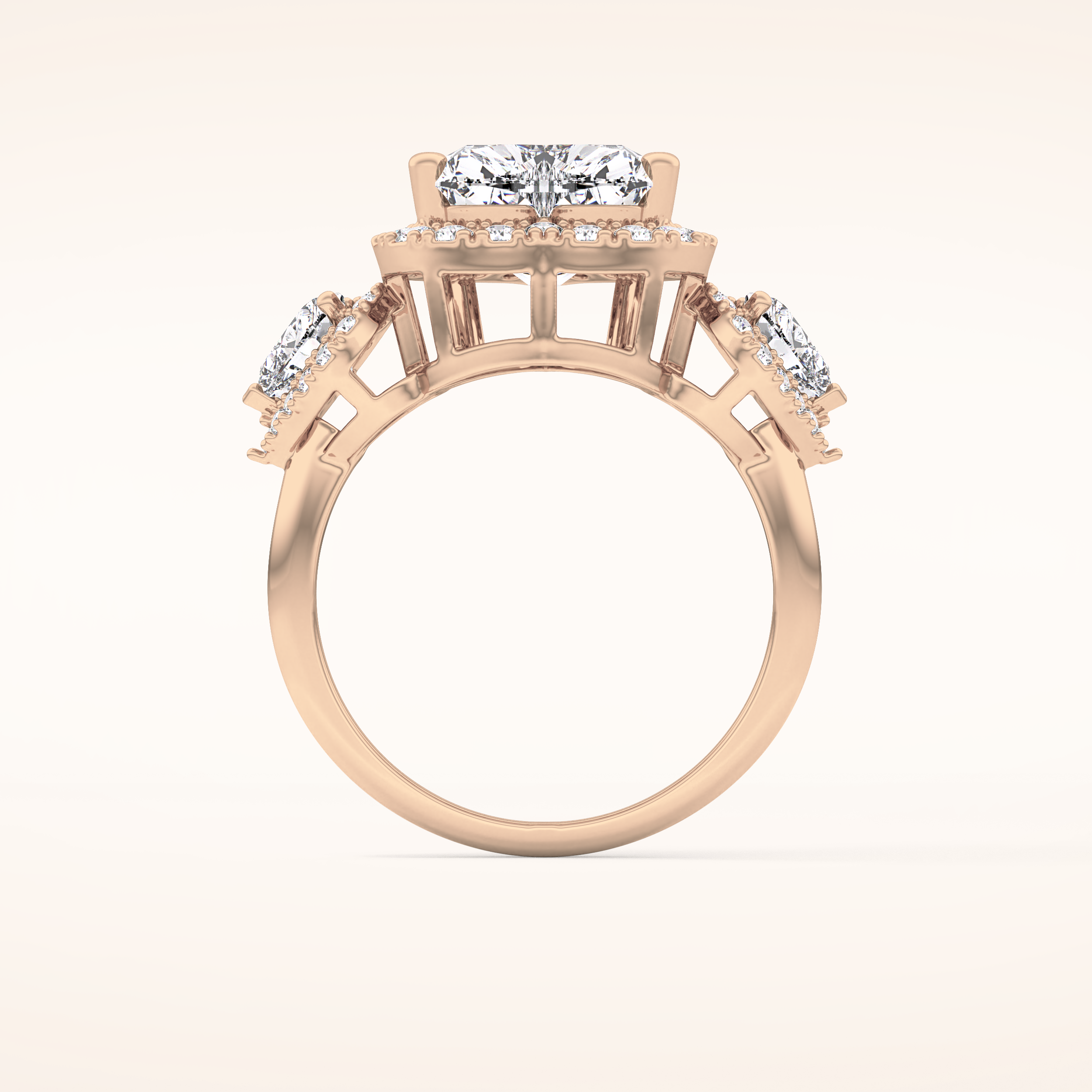 2.58 CT Heart Shaped Cluster Moissanite Engagement Ring