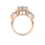Heart Three Stone & Halo Lab Grown Diamond Engagement Ring