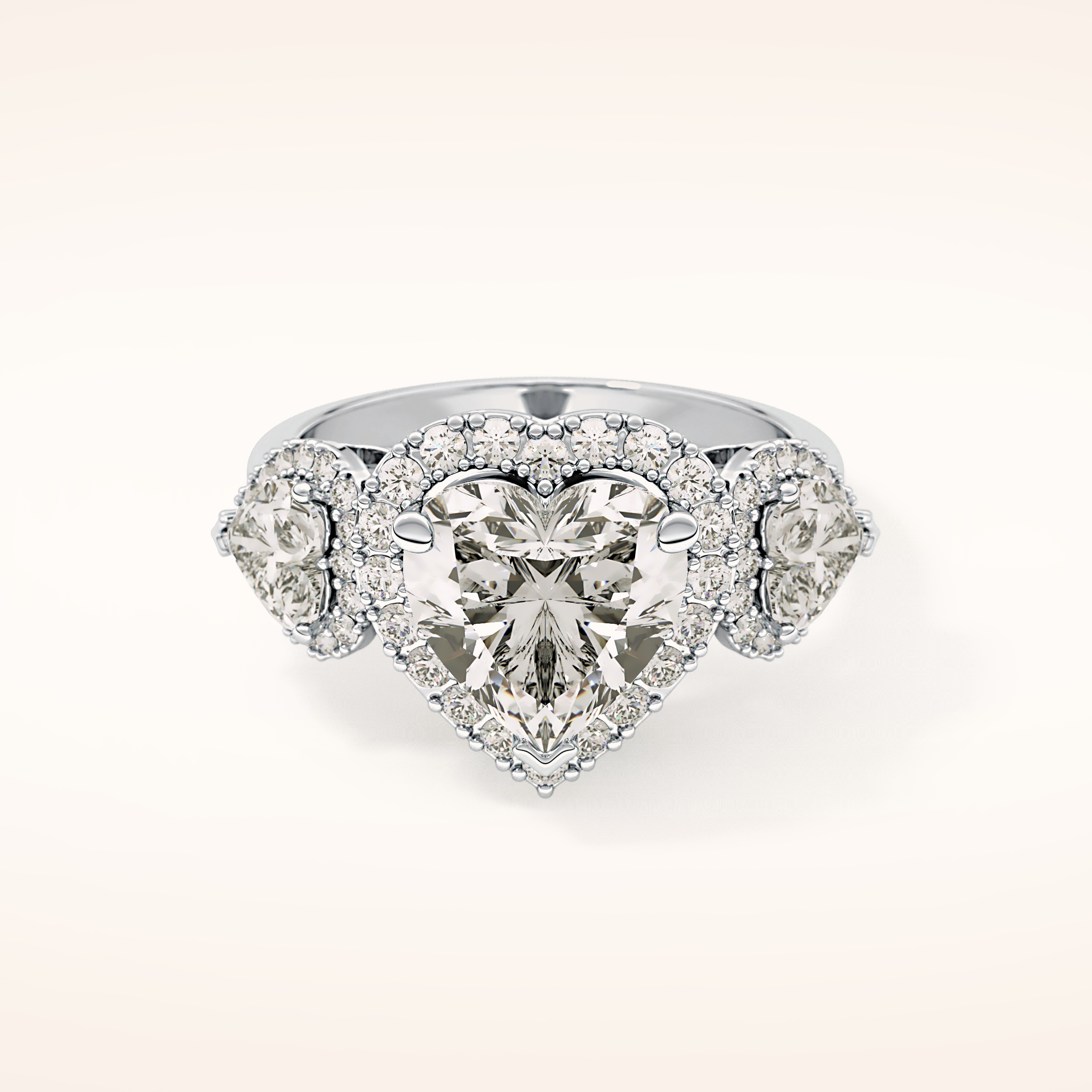 2.58 CT Heart Shaped Cluster Moissanite Engagement Ring