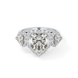 Heart Three Stone & Halo Lab Grown Diamond Engagement Ring