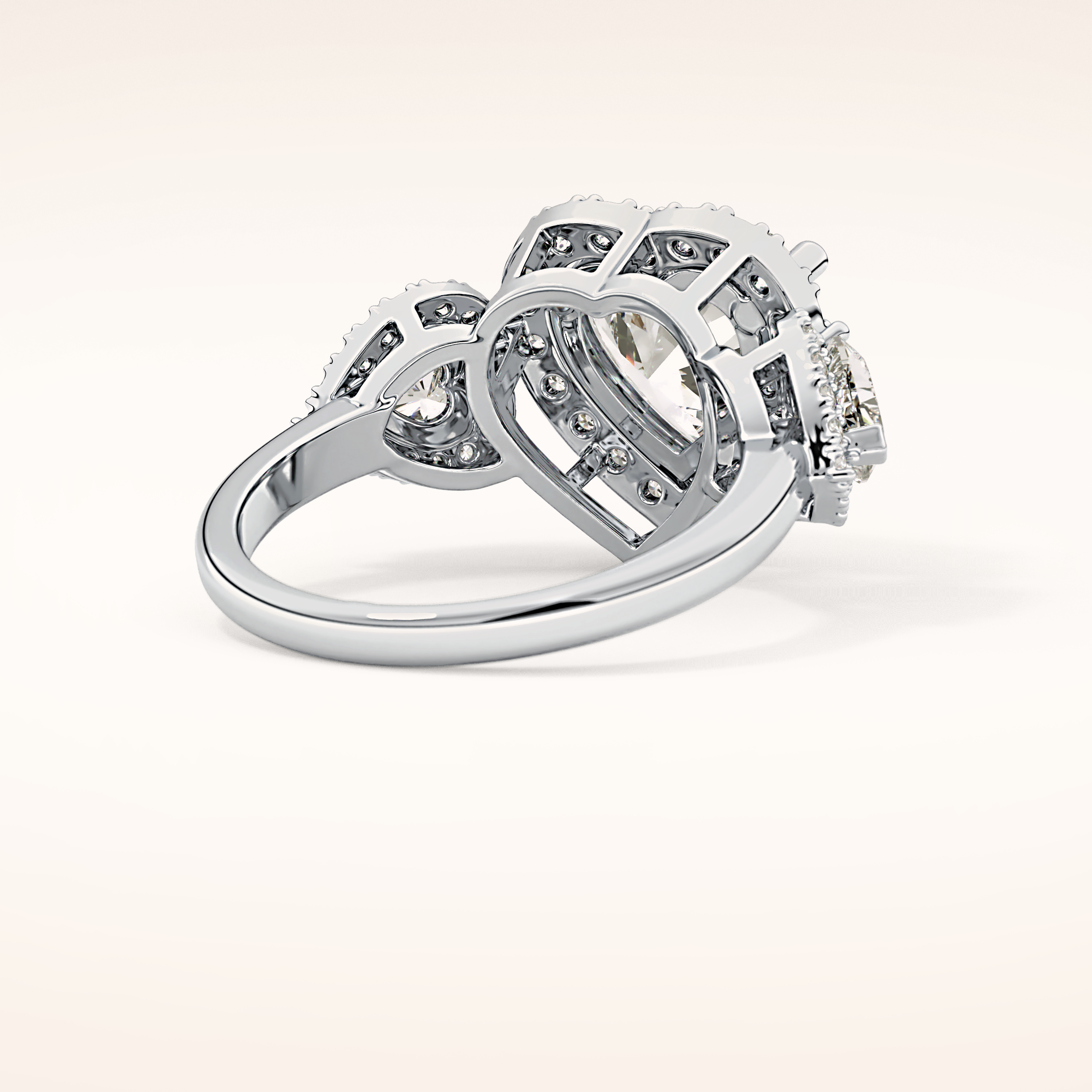 2.58 CT Heart Shaped Cluster Moissanite Engagement Ring