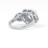 Heart Three Stone & Halo Lab Grown Diamond Engagement Ring