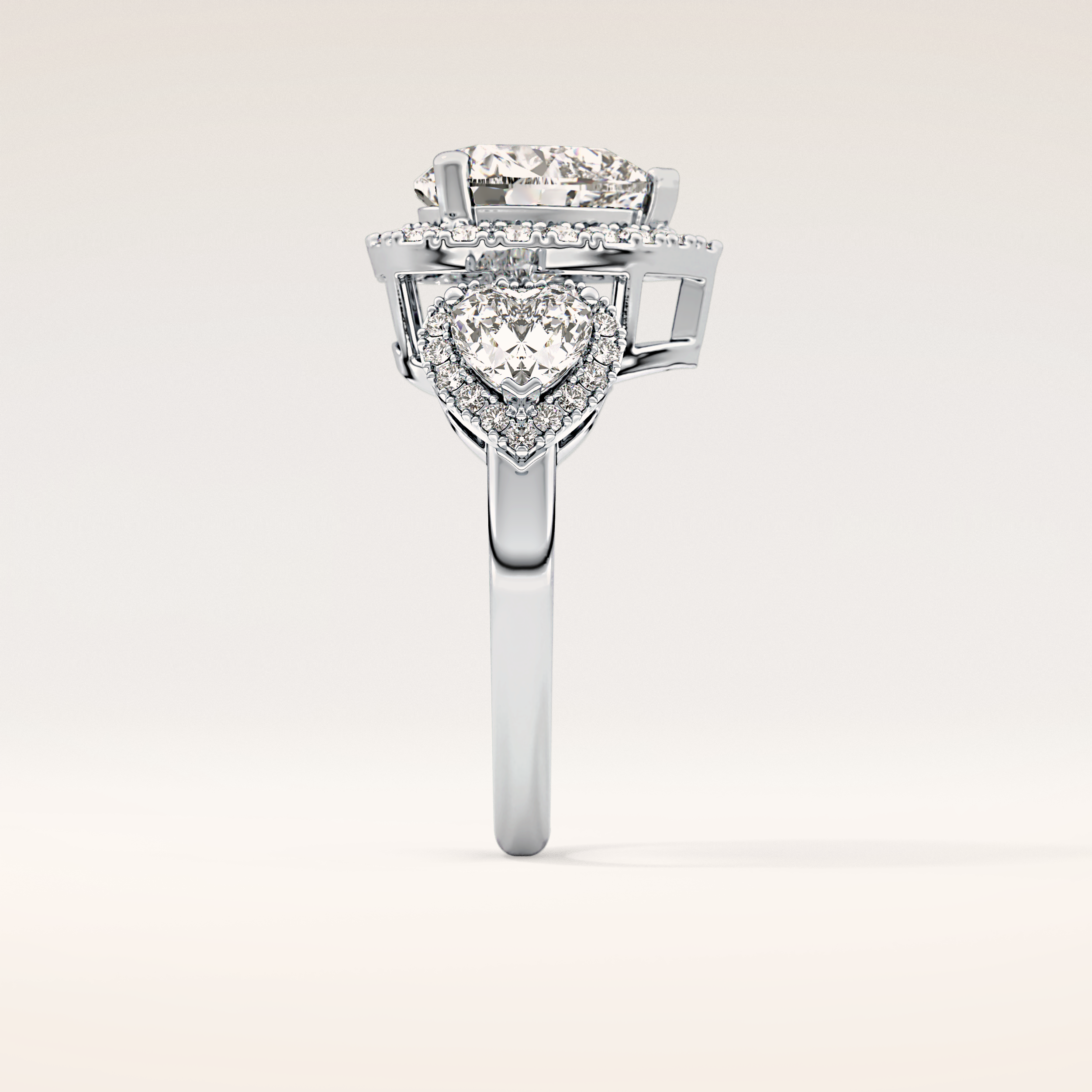 2.58 CT Heart Shaped Cluster Moissanite Engagement Ring