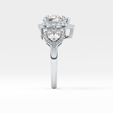 Heart Three Stone & Halo Lab Grown Diamond Engagement Ring