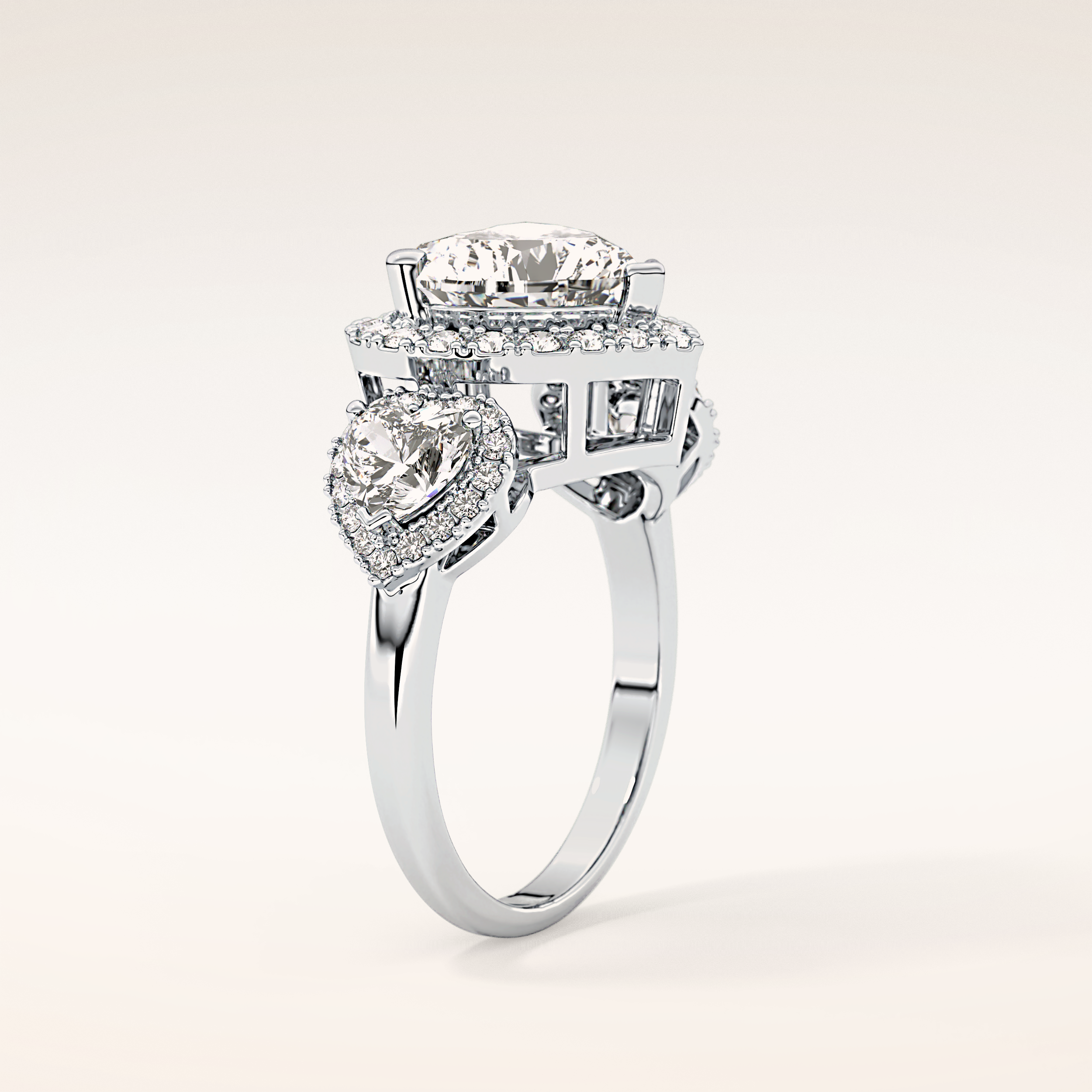 2.58 CT Heart Shaped Cluster Moissanite Engagement Ring
