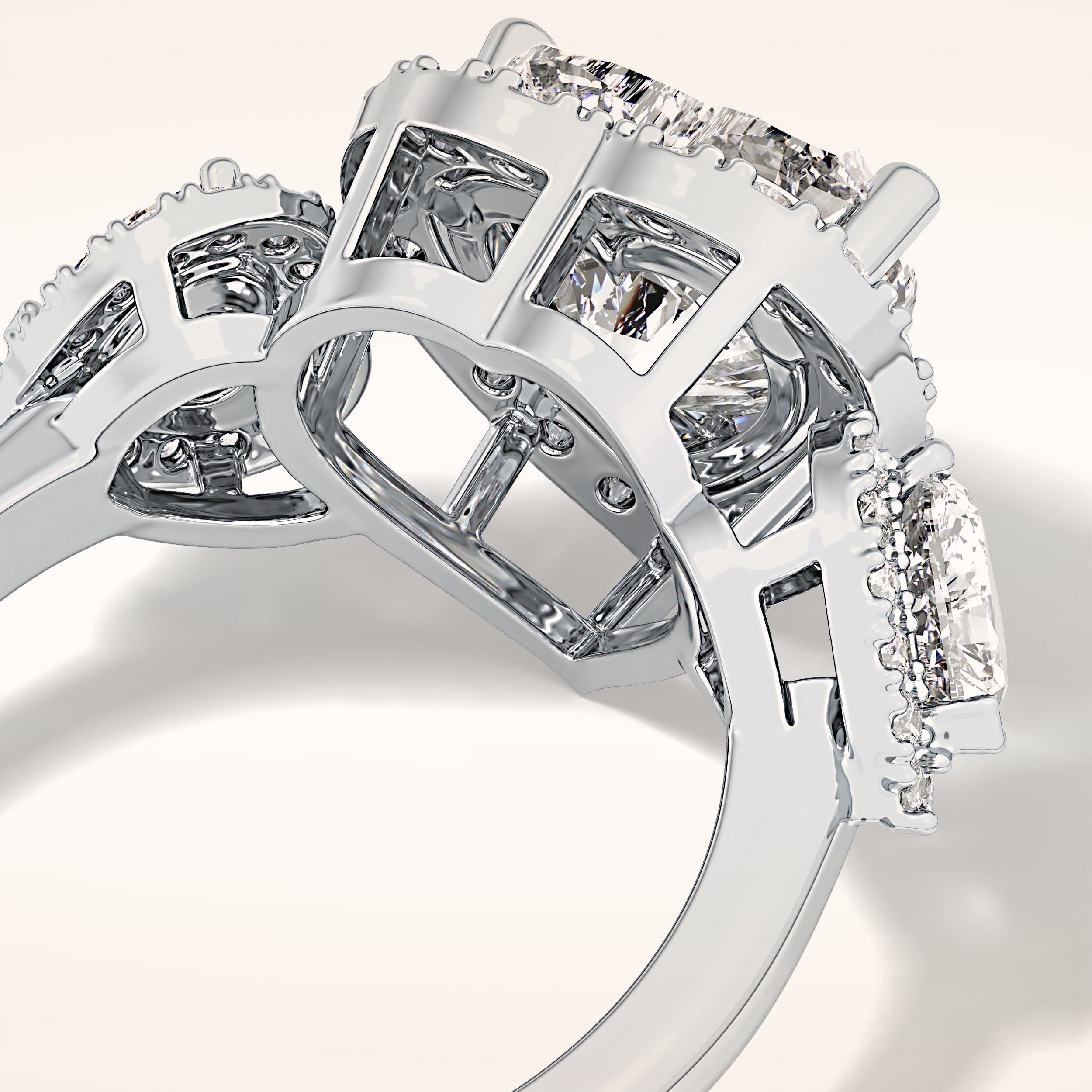 2.58 CT Heart Shaped Cluster Moissanite Engagement Ring