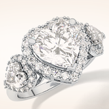 2.58 CT Heart Shaped Cluster Moissanite Engagement Ring