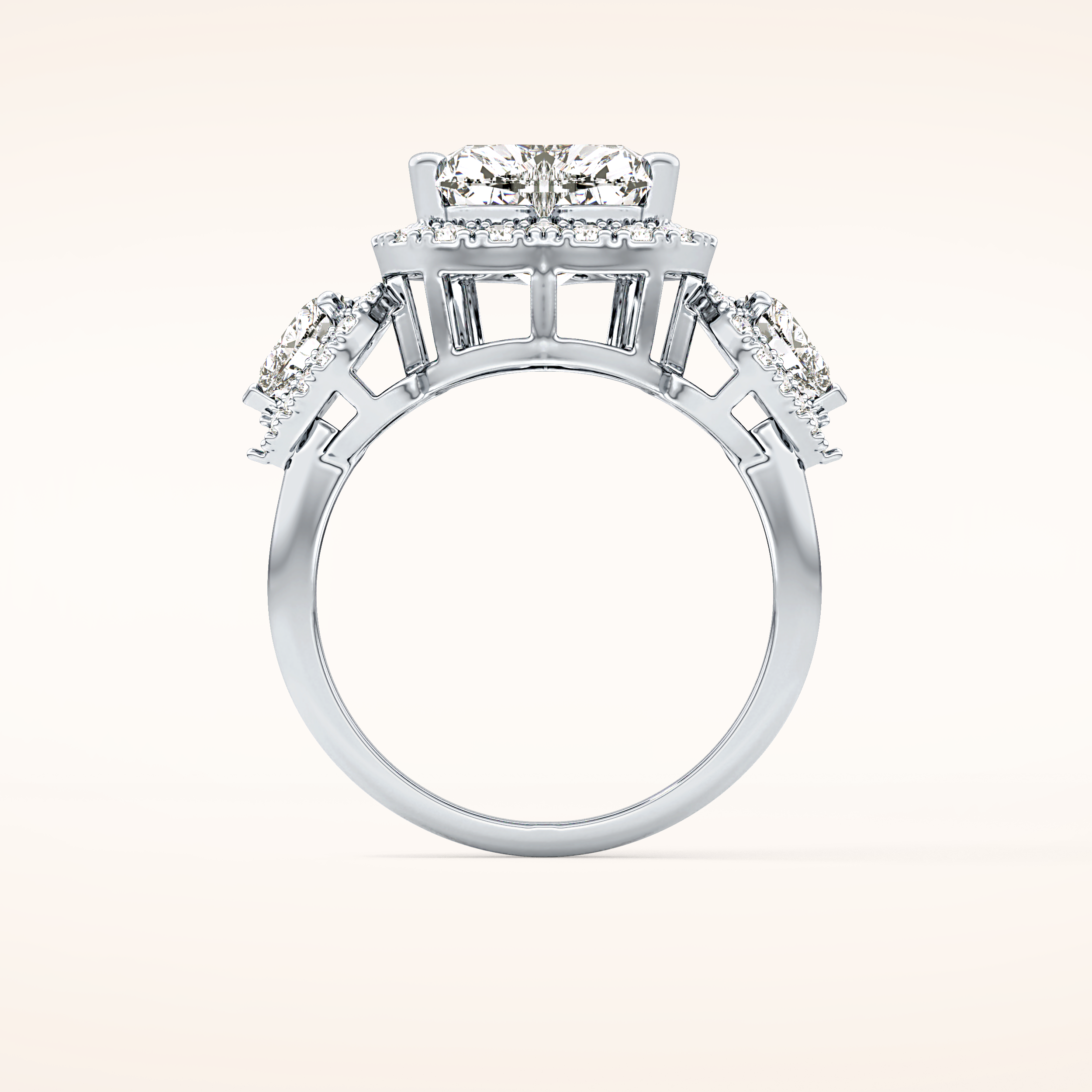 2.58 CT Heart Shaped Cluster Moissanite Engagement Ring