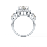 Heart Three Stone & Halo Lab Grown Diamond Engagement Ring