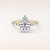 2.84 CT Pear Shaped Hidden Halo & Pave Moissanite Engagement Ring