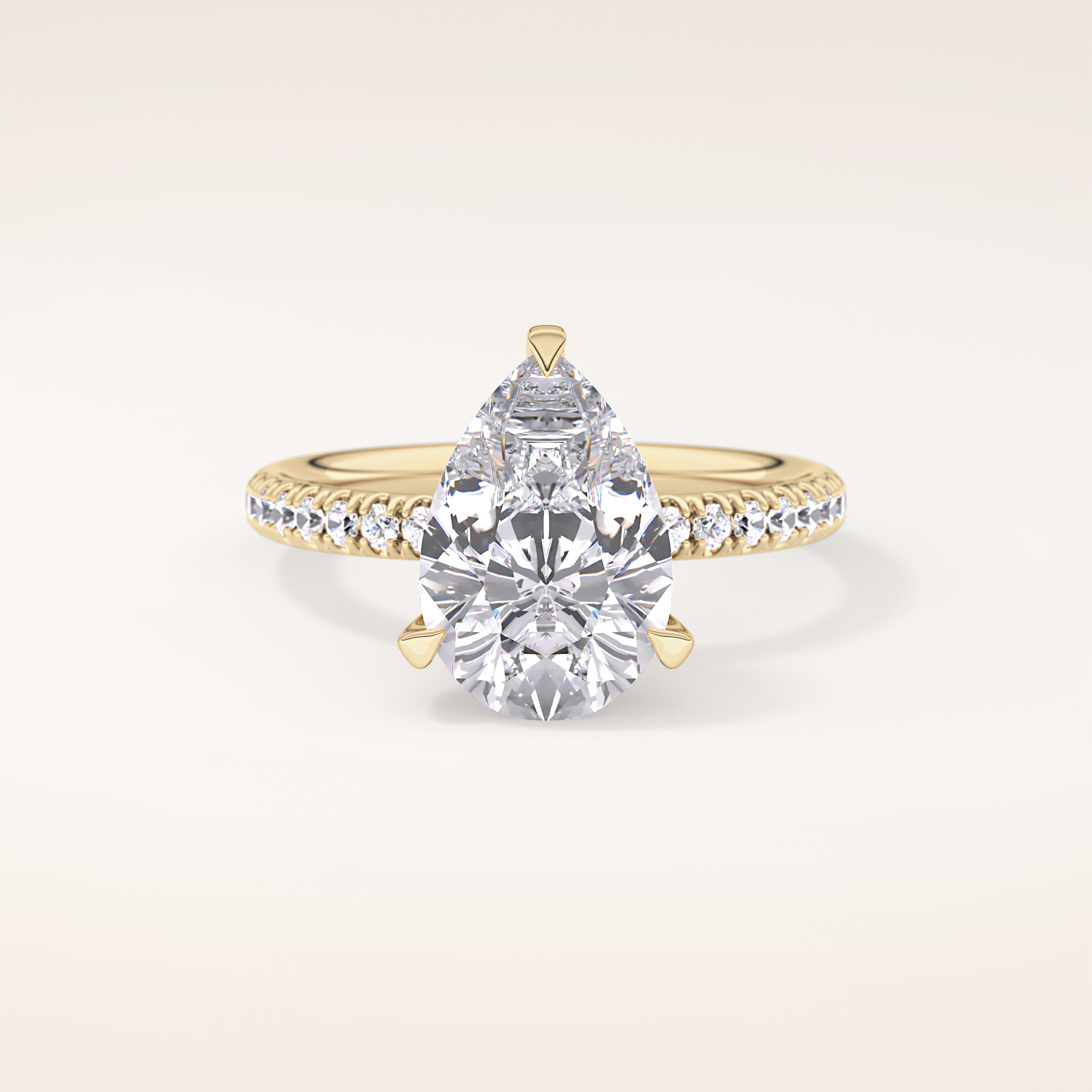 2.84 CT Pear Shaped Hidden Halo & Pave Moissanite Engagement Ring
