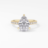 Pear Hidden Halo Pave Lab Grown Diamond Engagement Ring