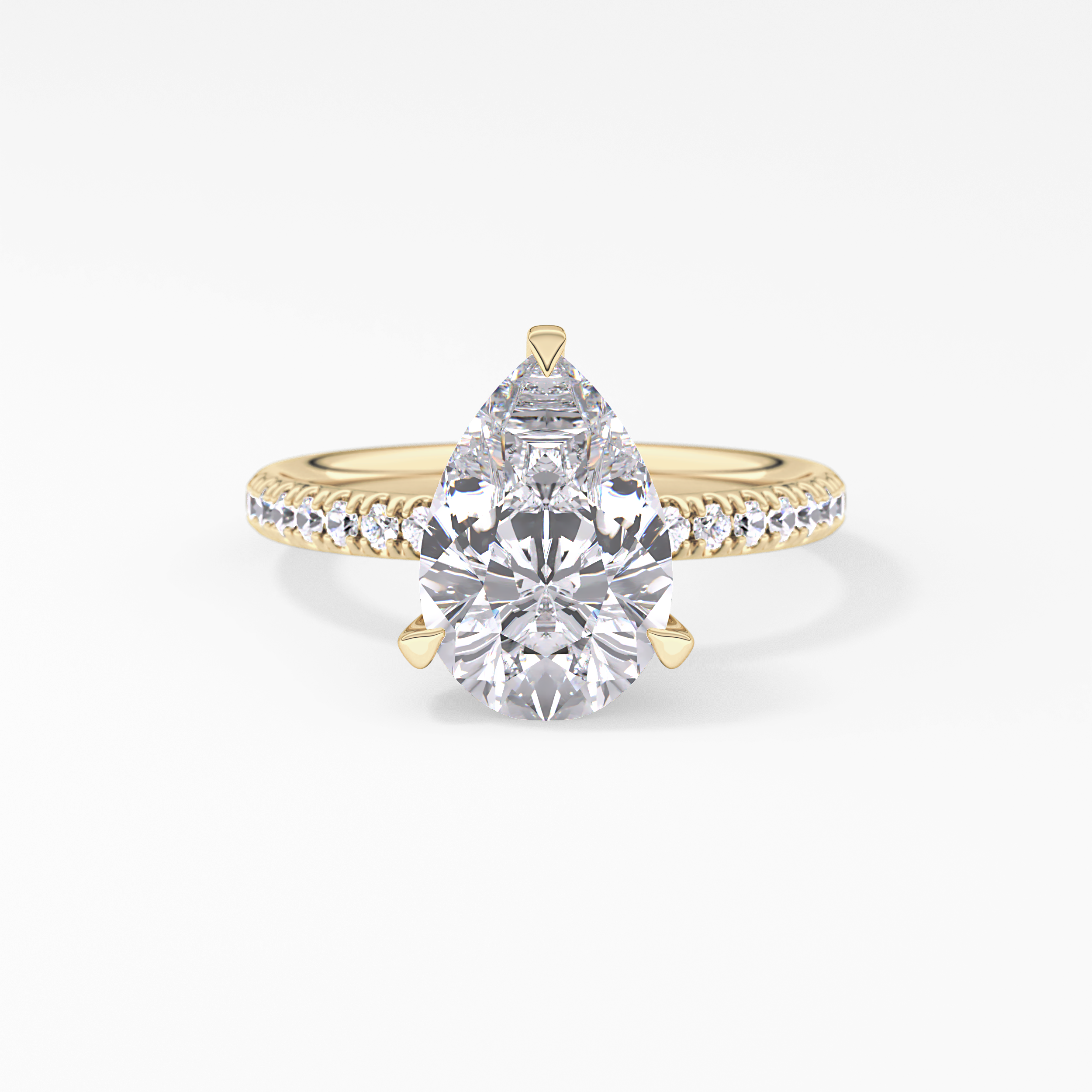 Pear Hidden Halo Pave Lab Grown Diamond Engagement Ring