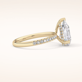 2.84 CT Pear Shaped Hidden Halo & Pave Moissanite Engagement Ring