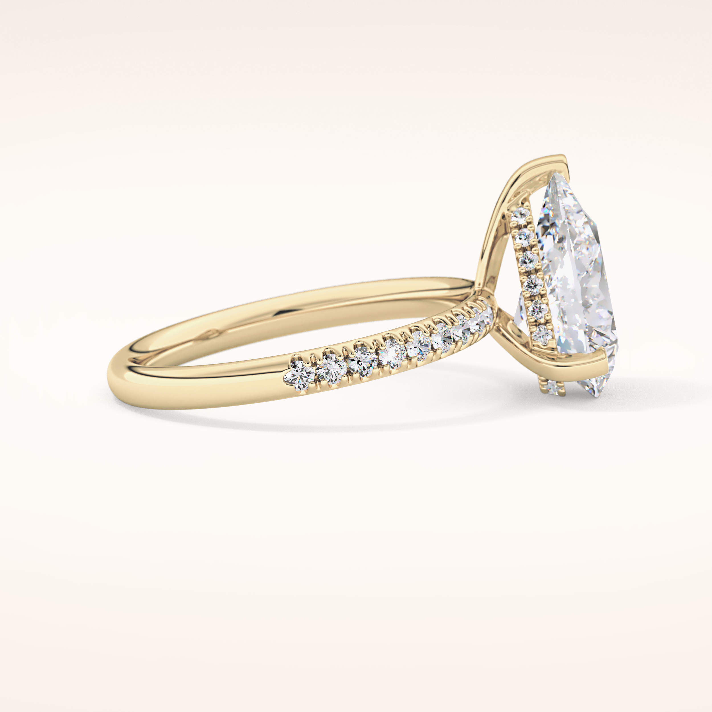 2.84 CT Pear Shaped Hidden Halo & Pave Moissanite Engagement Ring