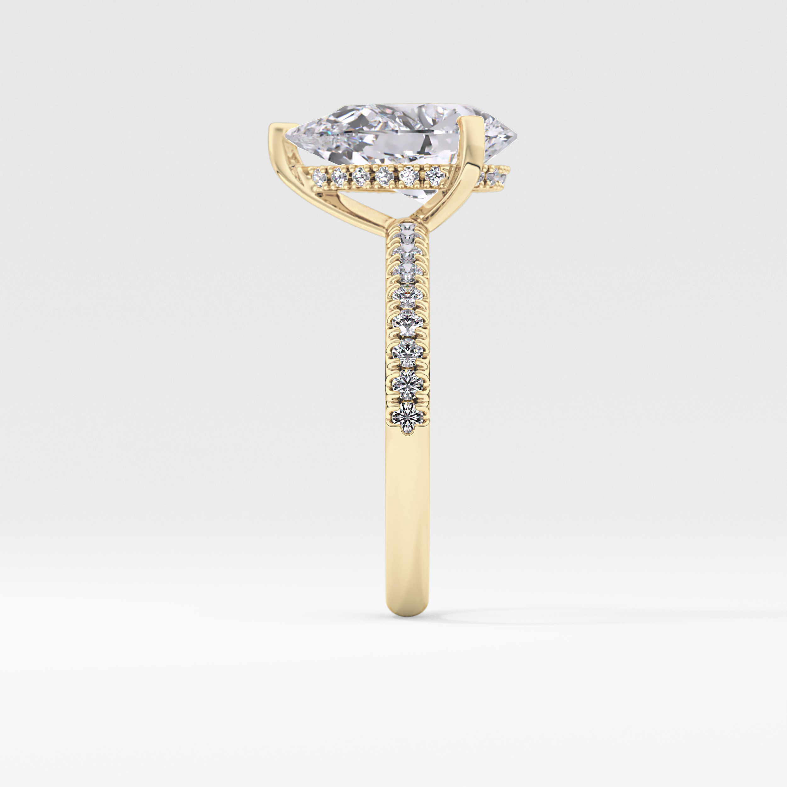 Pear Hidden Halo Pave Lab Grown Diamond Engagement Ring