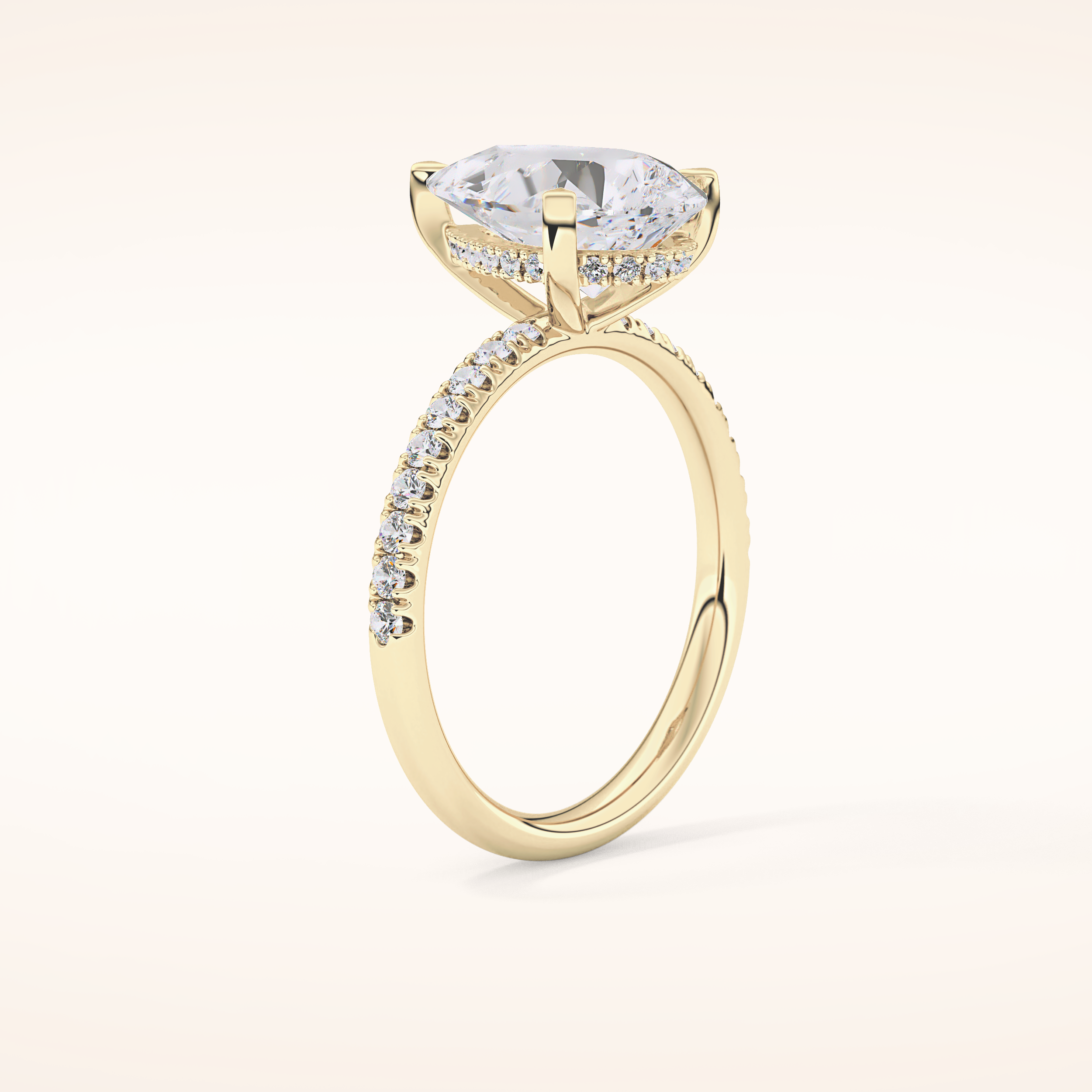 2.84 CT Pear Shaped Hidden Halo & Pave Moissanite Engagement Ring