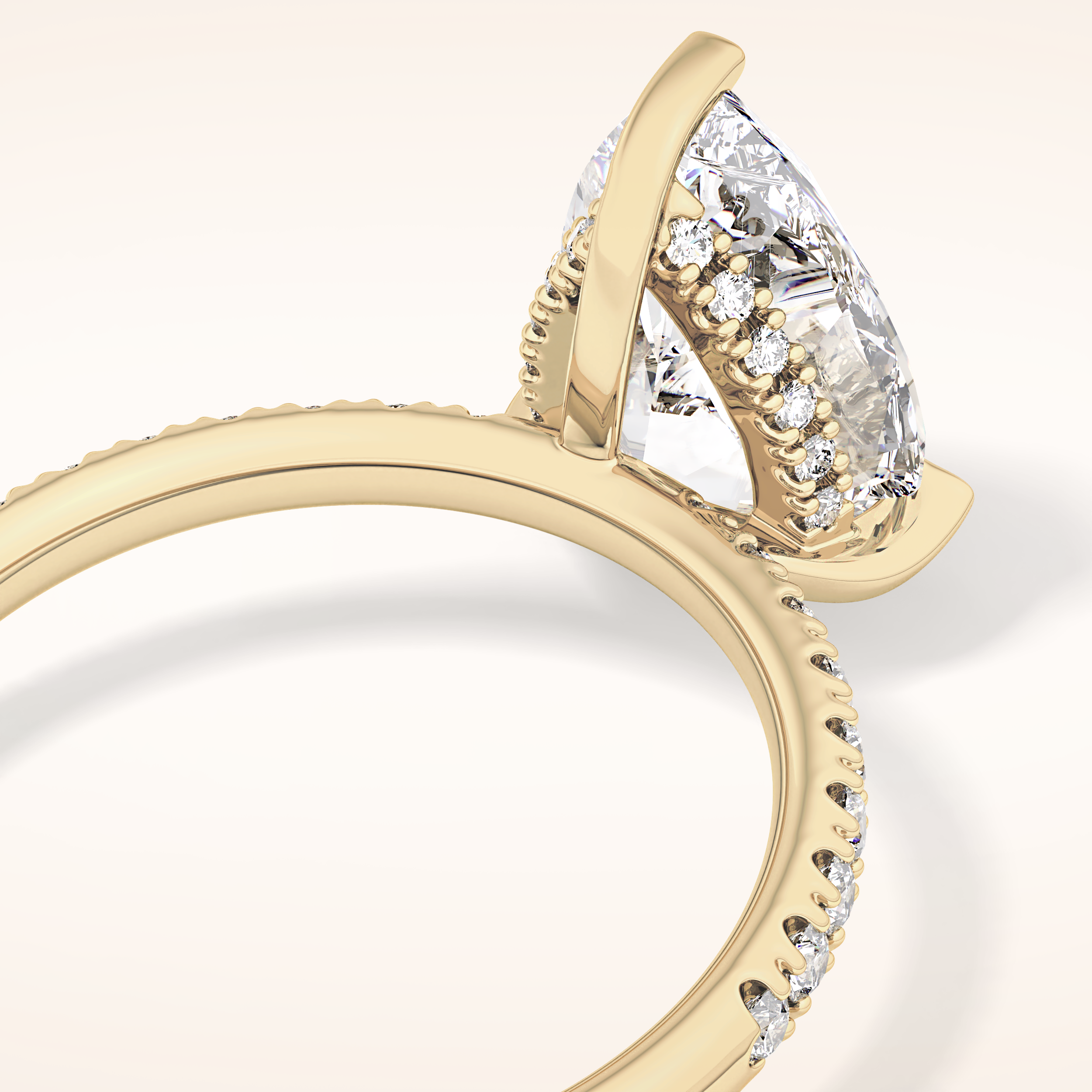 2.84 CT Pear Shaped Hidden Halo & Pave Moissanite Engagement Ring